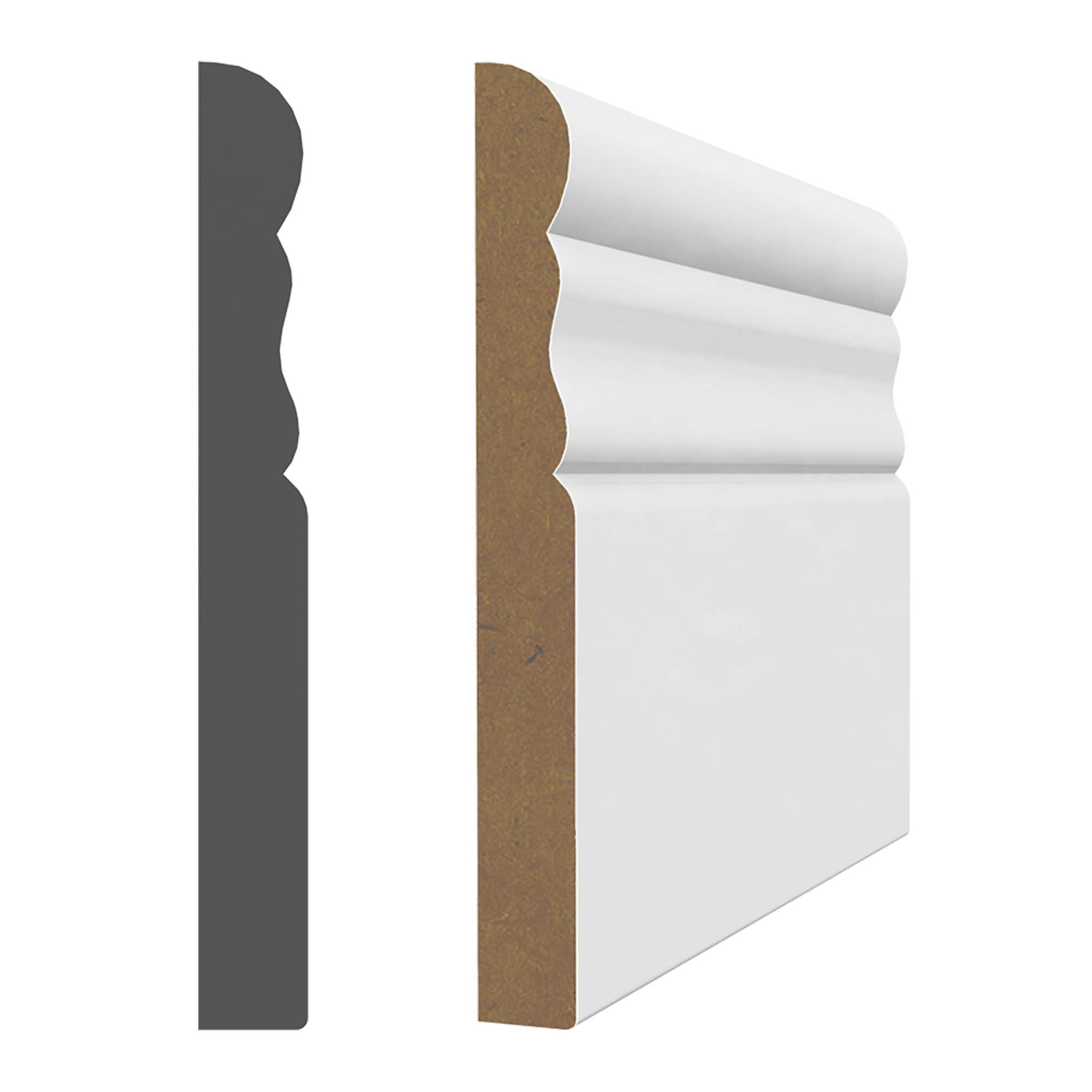 Plinthe en MDF avec apprêt blanc 9/8'' x 3-1/8'' x 8'