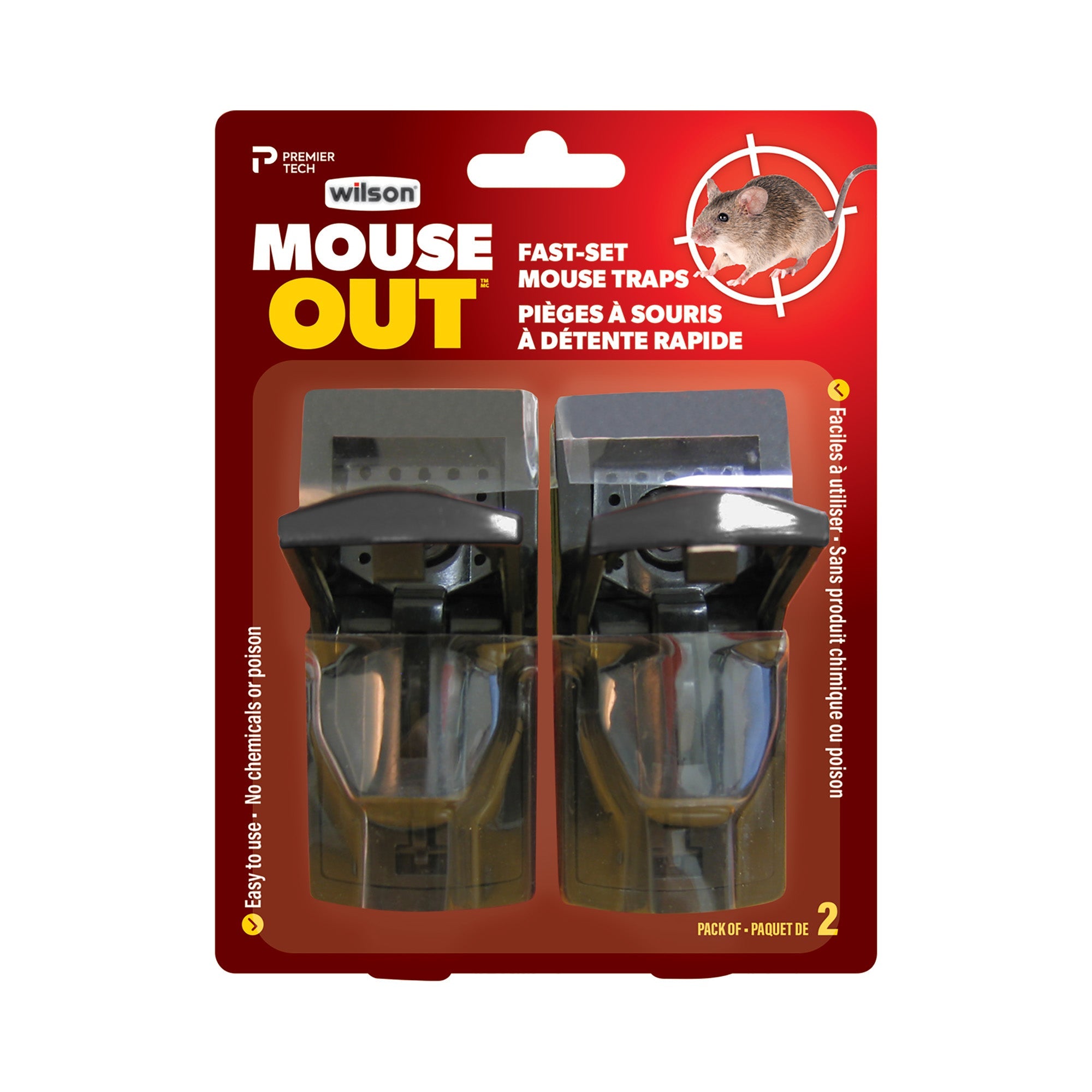 Pièges à souris à détente rapide MOUSSE OUT, paquet de 2