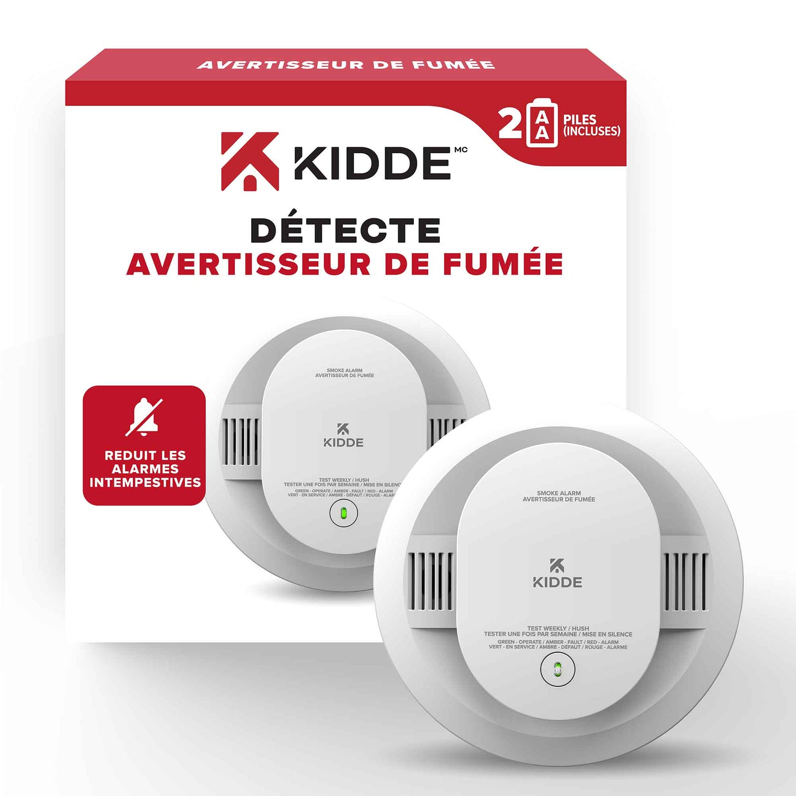 Avertisseur de fumée à piles, 2 x AA