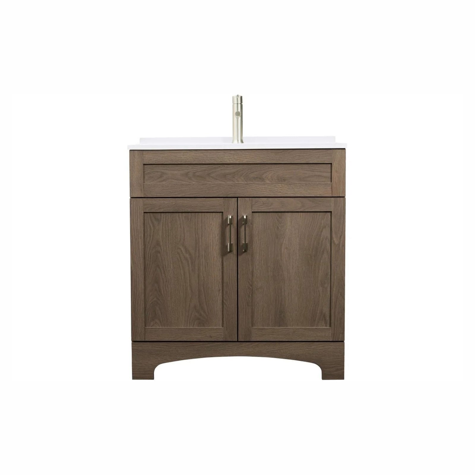 Meuble-lavabo Jipsy en mélamine brun chêne avec lavabo blanc, 31''