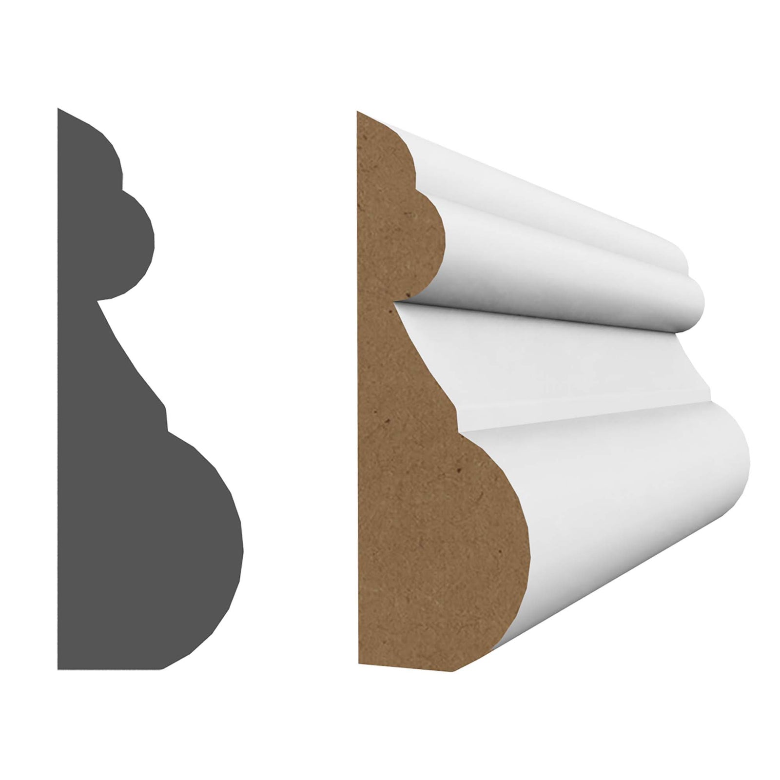 Cimaise en MDF avec apprêt blanc 5/8'' x 1-3/4'' x 8'