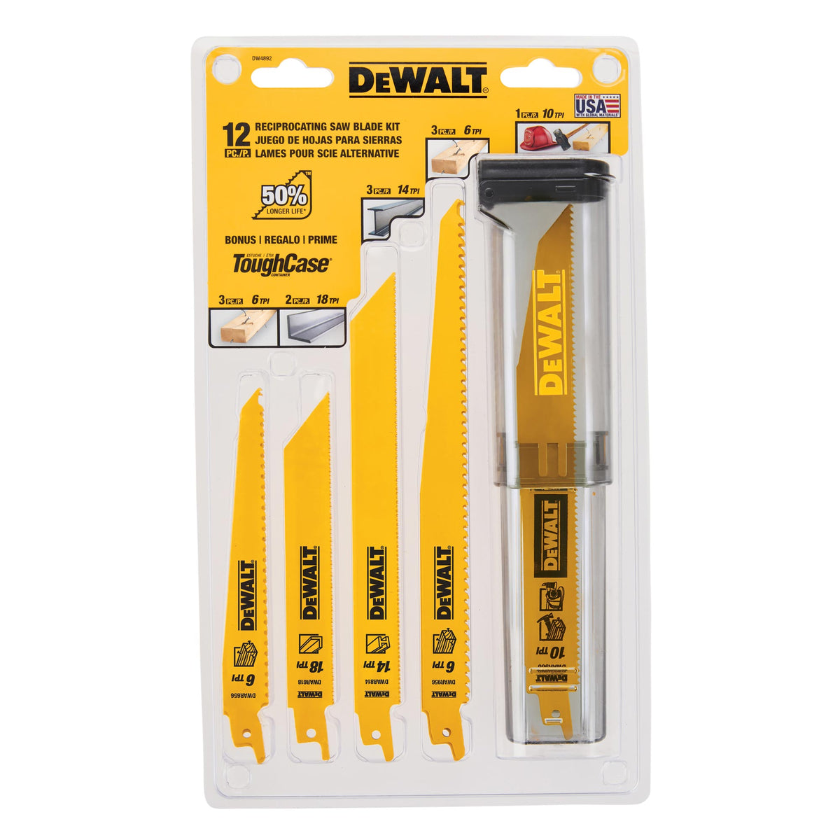 Ensemble de lames de scie alternative bimétallique avec étui télescopique, 12 pièces 