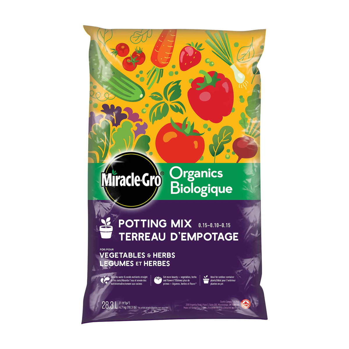 Terreau d’empotage biologique pour légumes et fines herbes, 28,3 L 