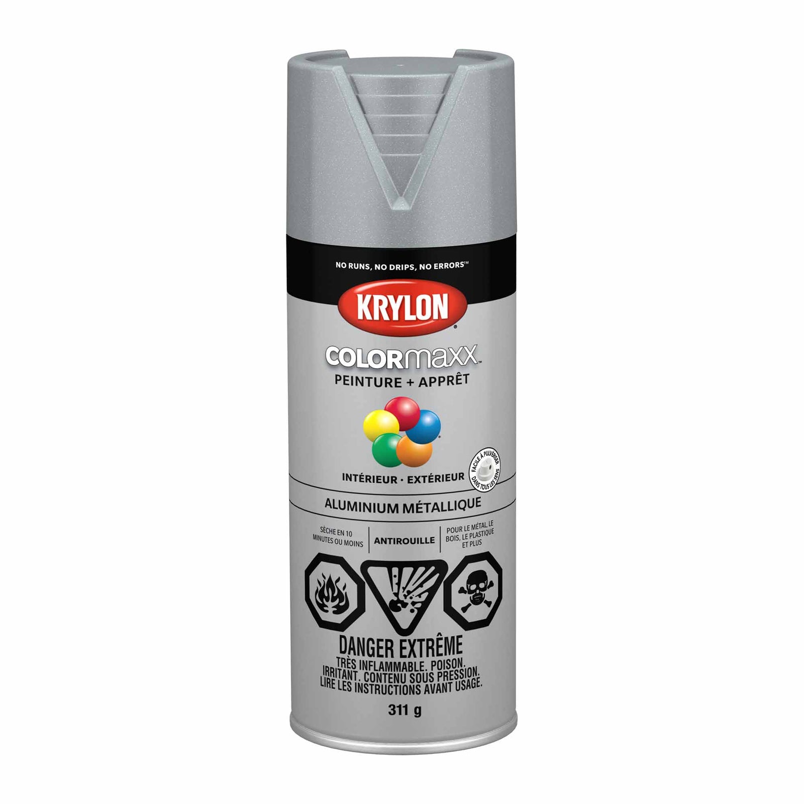 Krylon aérosol COLORMAXX peinture + apprêt aluminium métallique, 311g