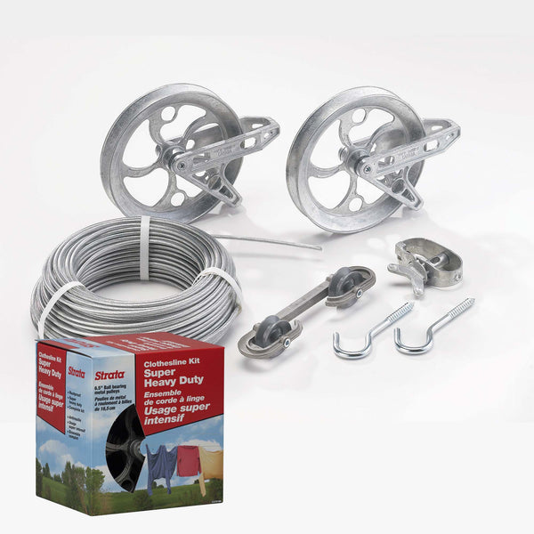 Silver and Galvanized Steel Clothesline Kit, Super Heavy Duty - 150 ...