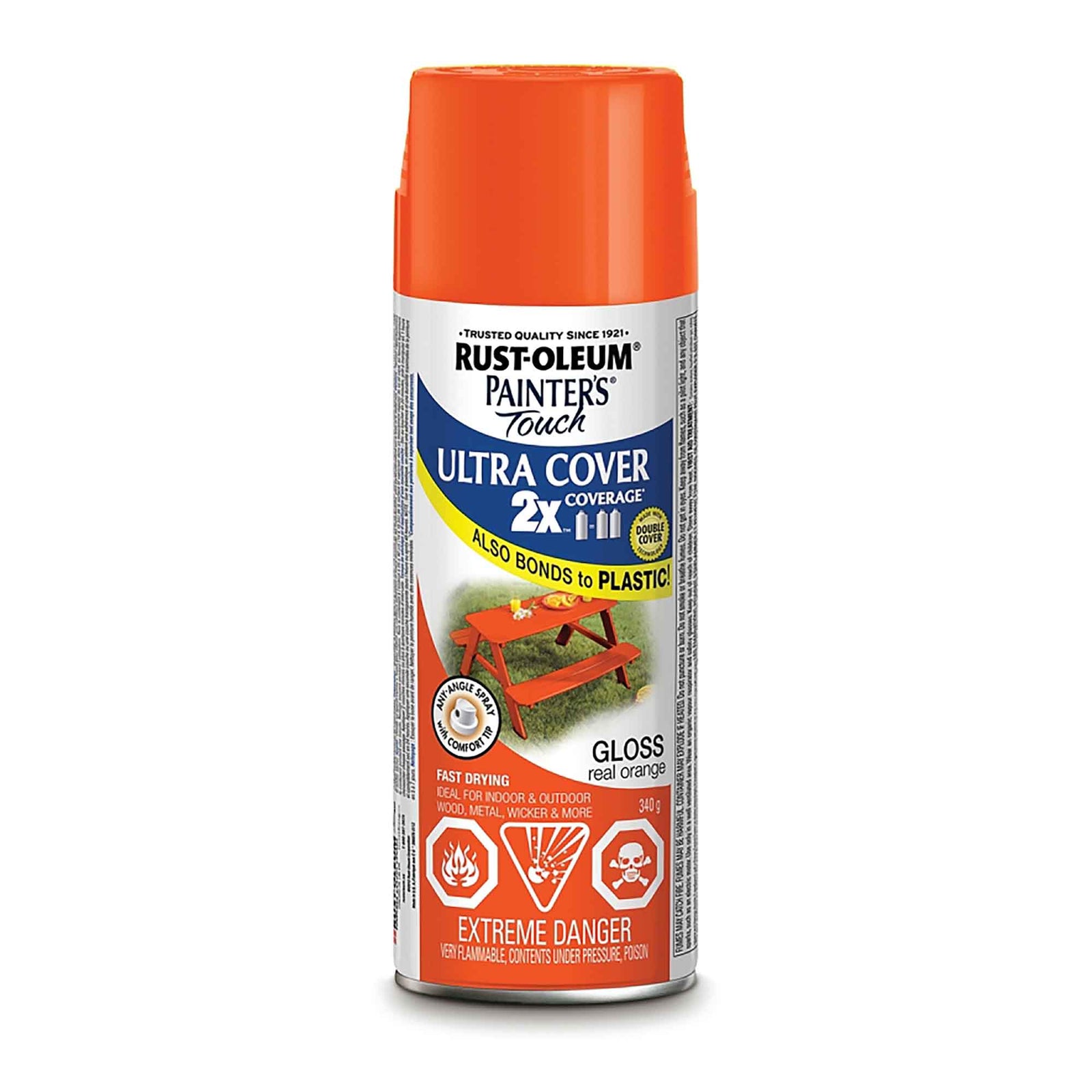 Peinture en aérosol à pouvoir couvrant élève Painter’s Touch vrai orange lustré, 340 g