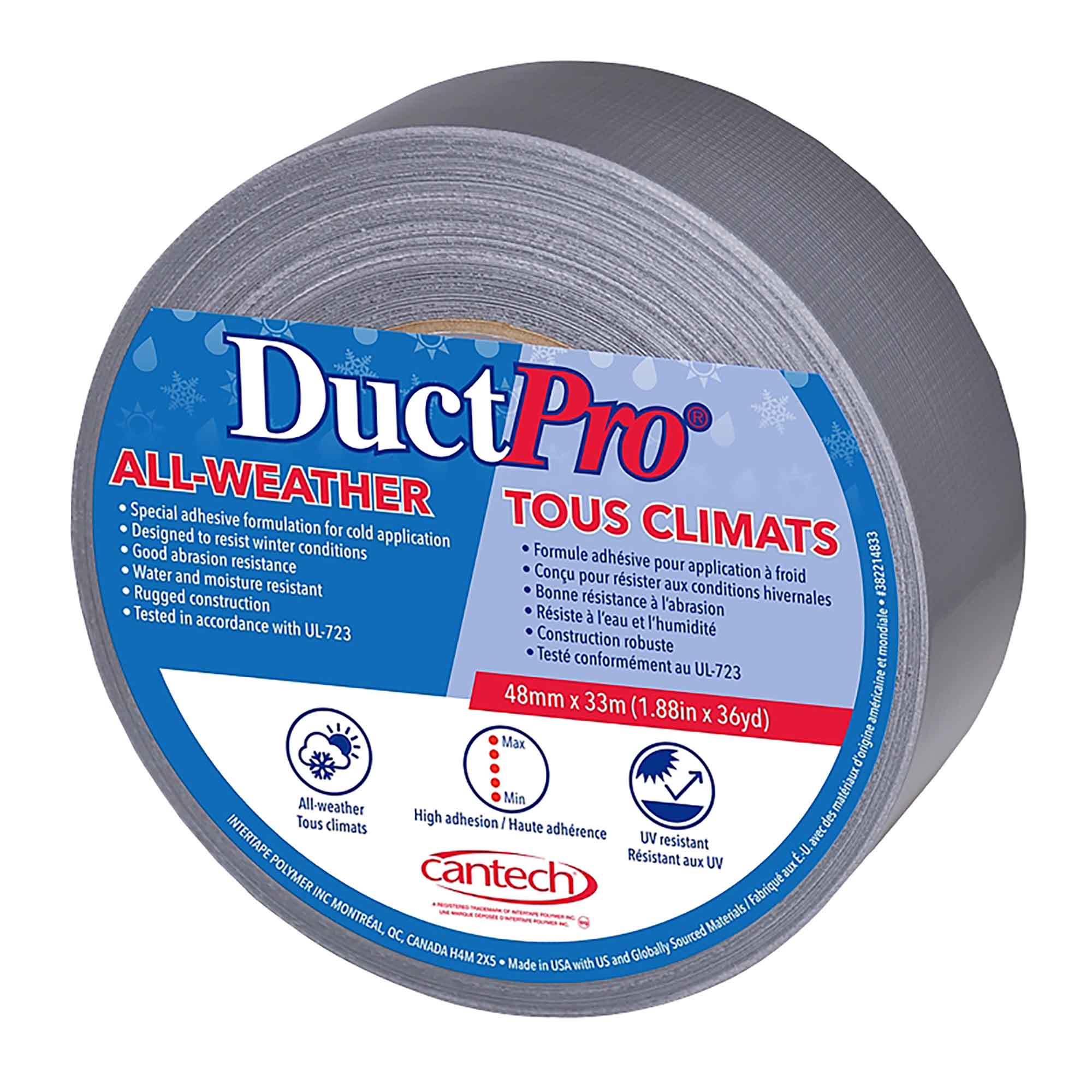 Ruban DuctPro tous climats de 48 mm x 33 m, argent