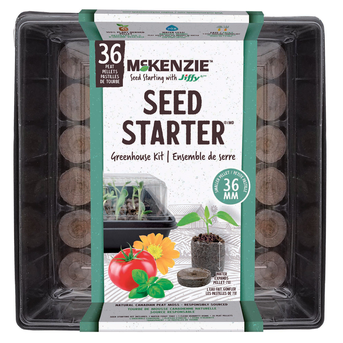 Serre pour semis avec 36 pastilles de tourbe, 38 pièces