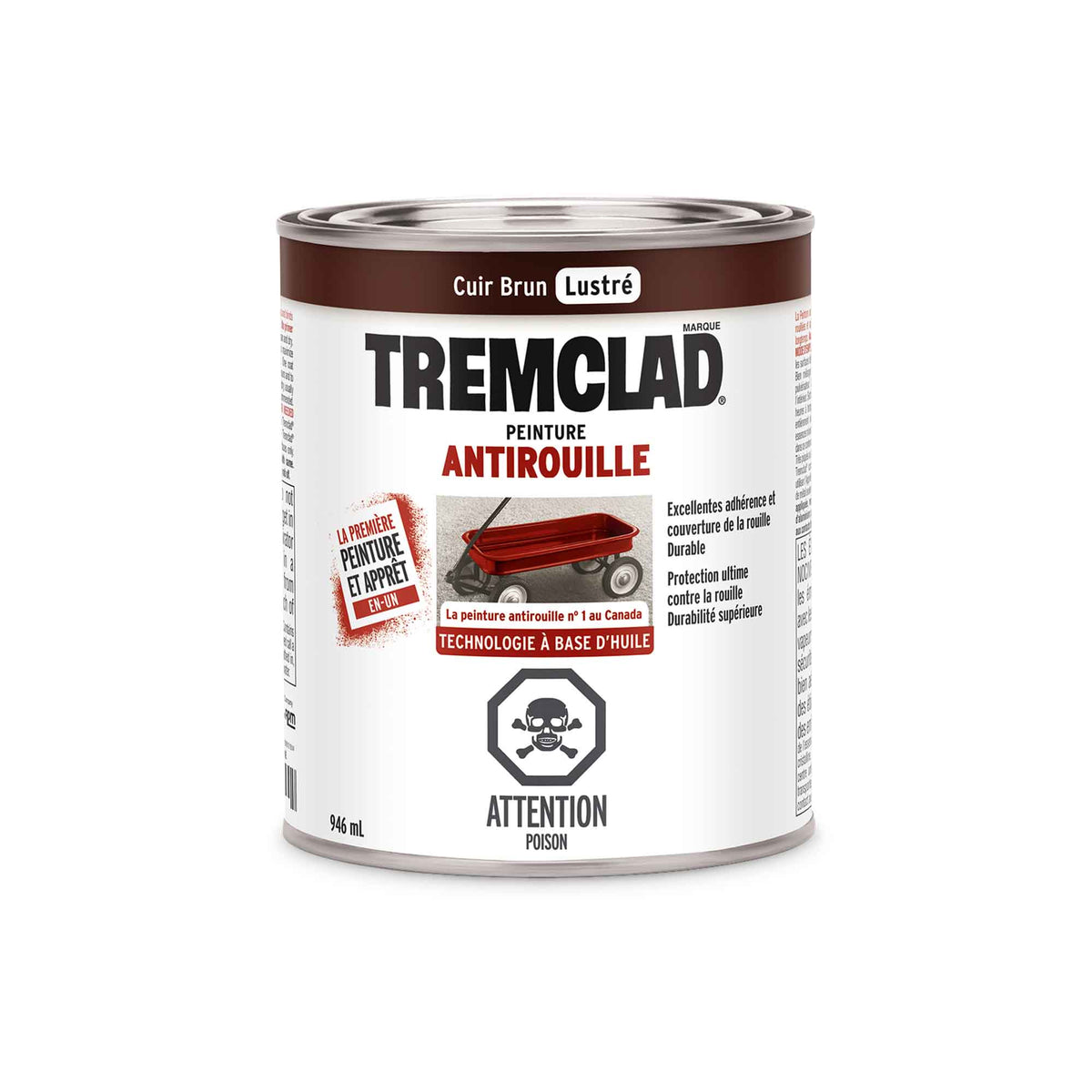 Tremclad peinture antirouille à base d&#39;huile brun cuir lustré, 946 ml