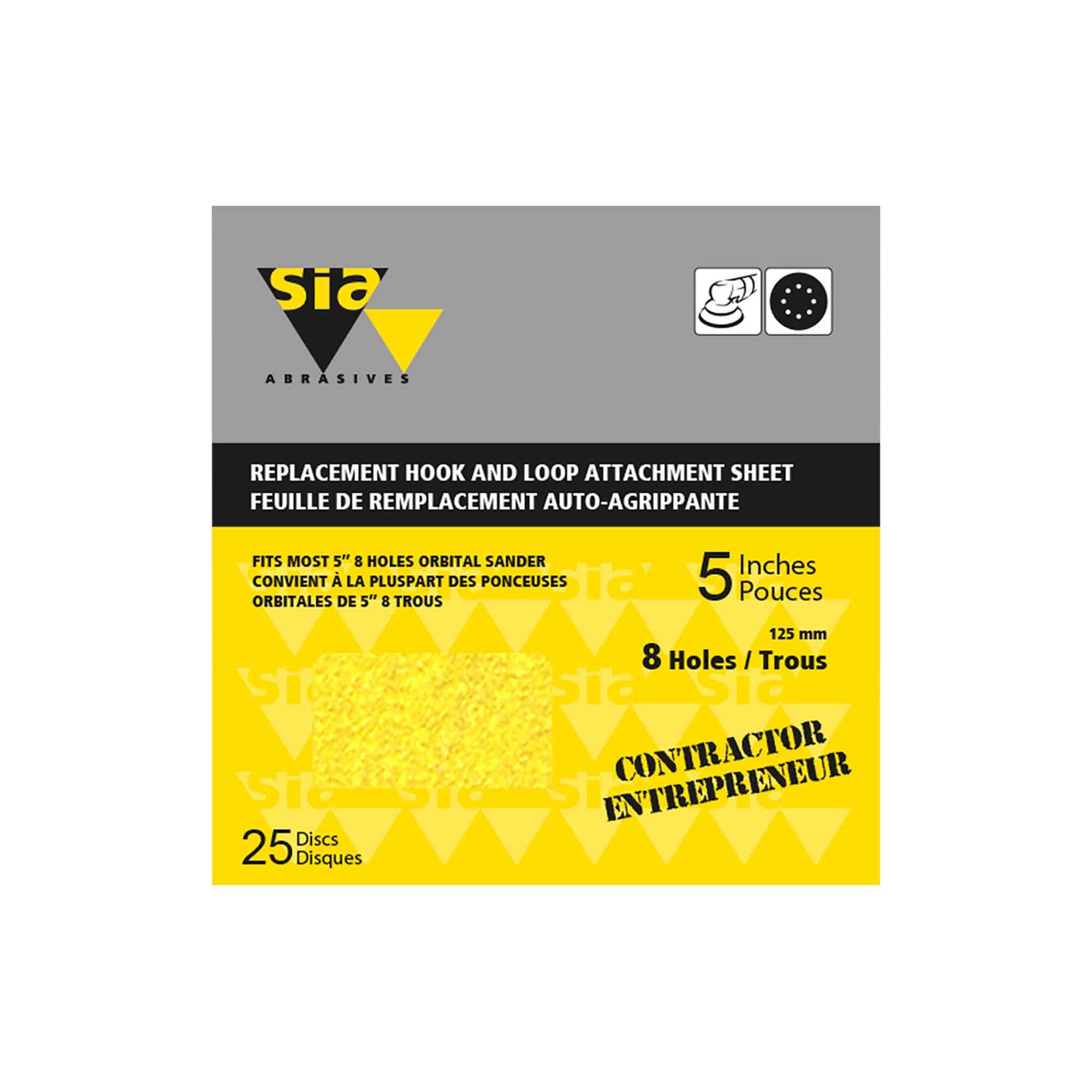 Disque de ponçage en oxyde d'aluminium avec 8 trous d'aspiration de grain 150, 25 unités