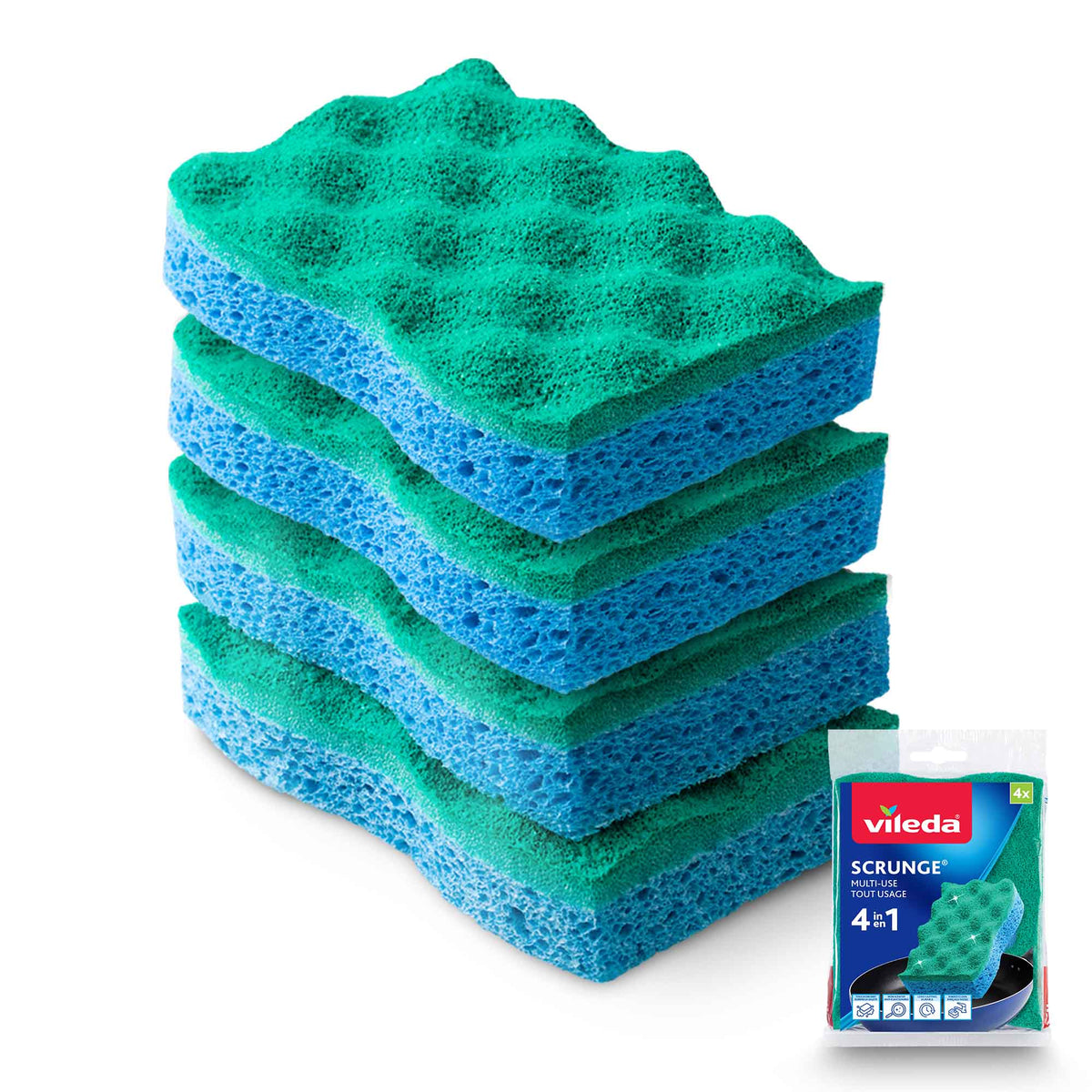 Sponge Unit Scrunge Multi Use Scrub Sponge, 4 Units - Matériaux JLS