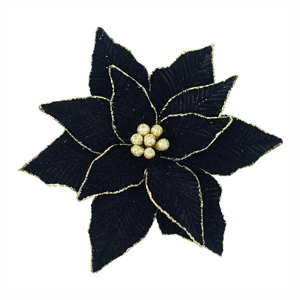 Poinsettia en velours noir, 11,5"