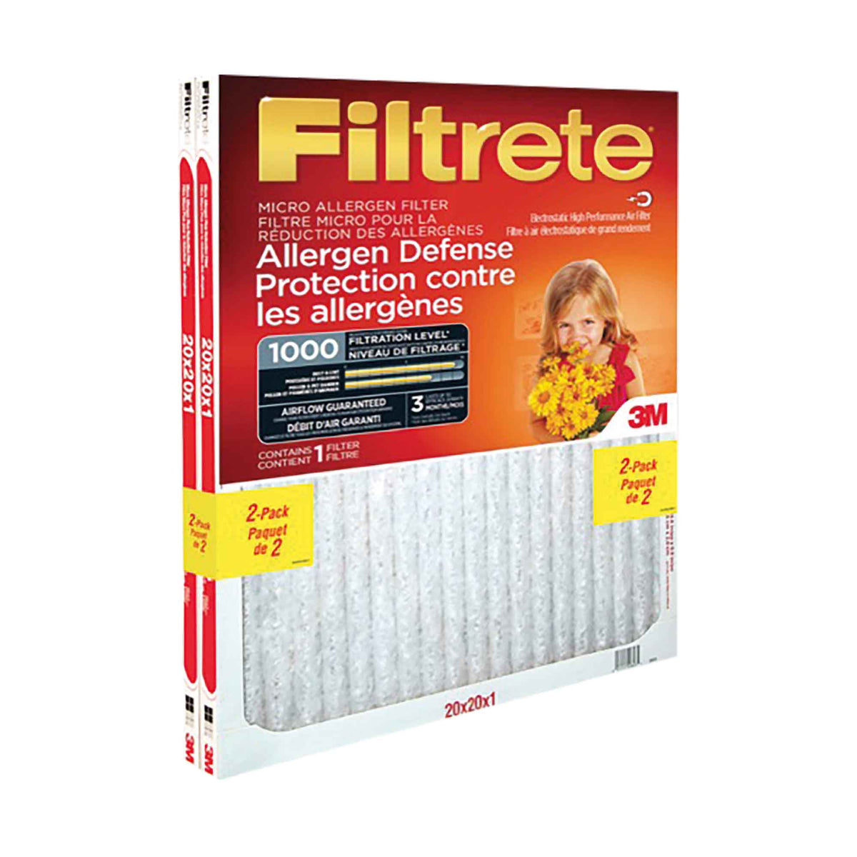 Filtre à air micro pour la réduction des allergènes MPR 1 000 «Protection contre les allergènes», 20&quot; x 20&quot; (2 unités)