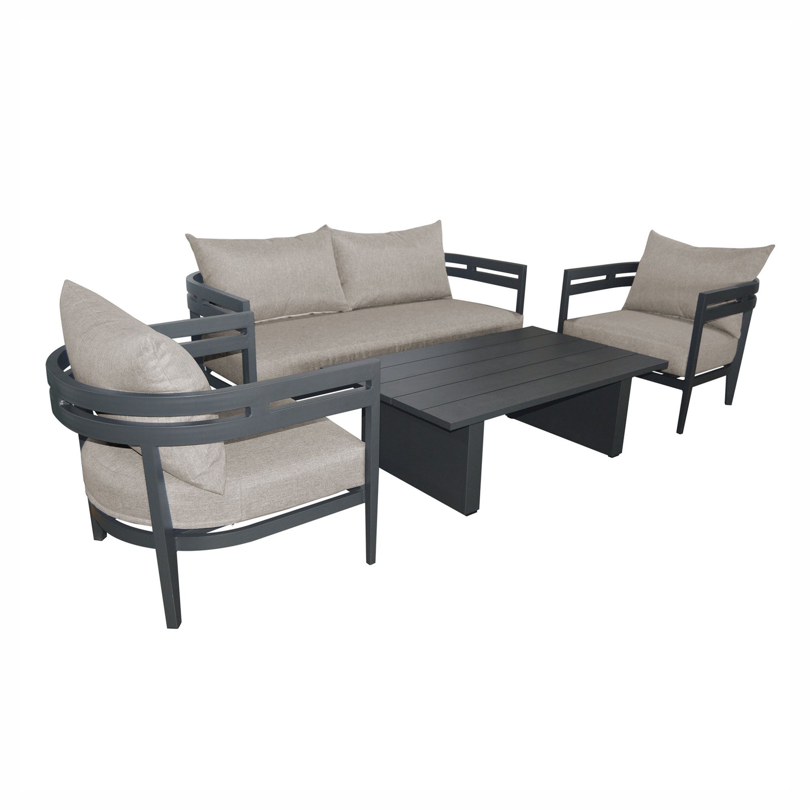 Ensemble de conversation en aluminium Naples, 4 morceaux