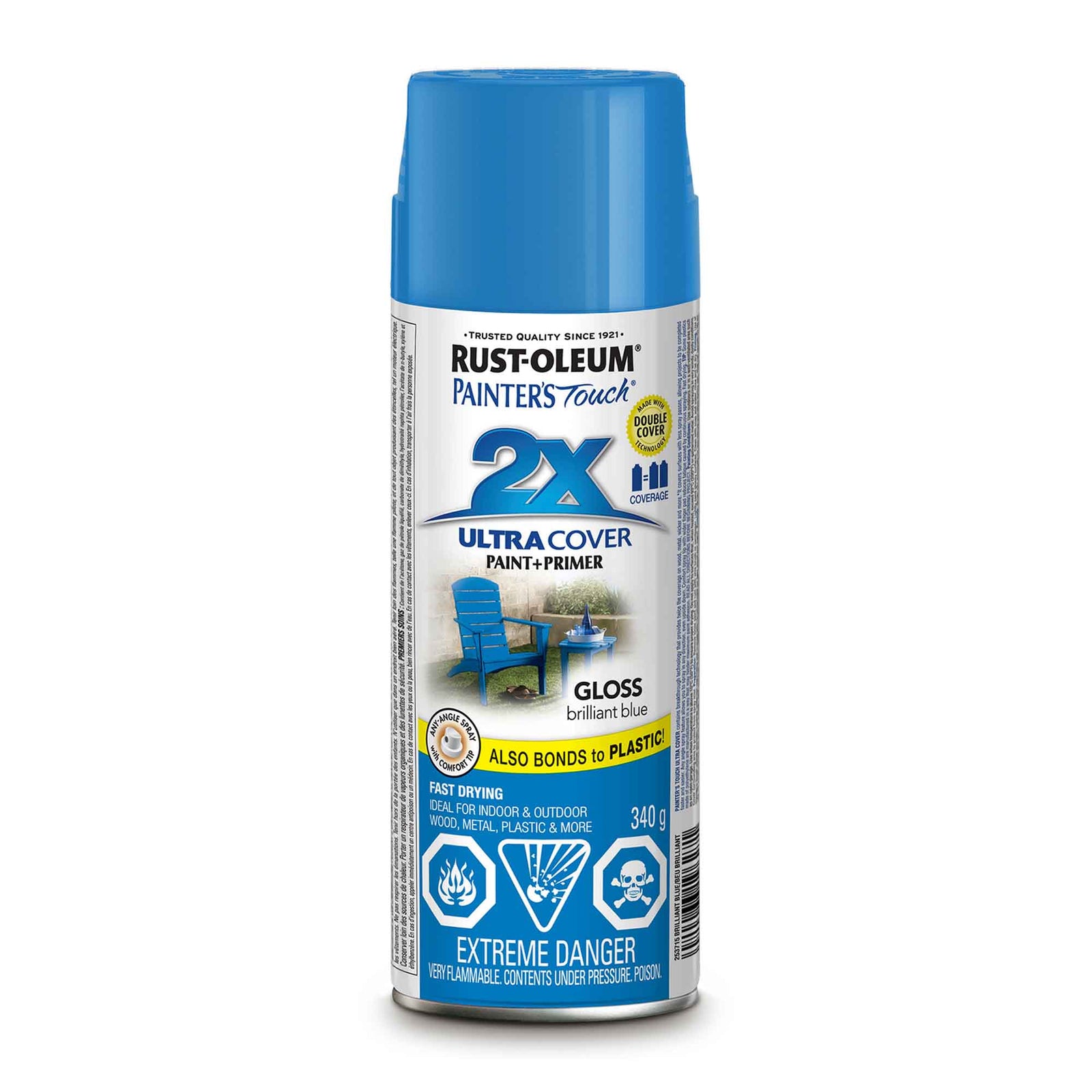 Peinture en aérosol à pouvoir couvrant élevé Painter’s Touch bleu brillant lustré, 340 g