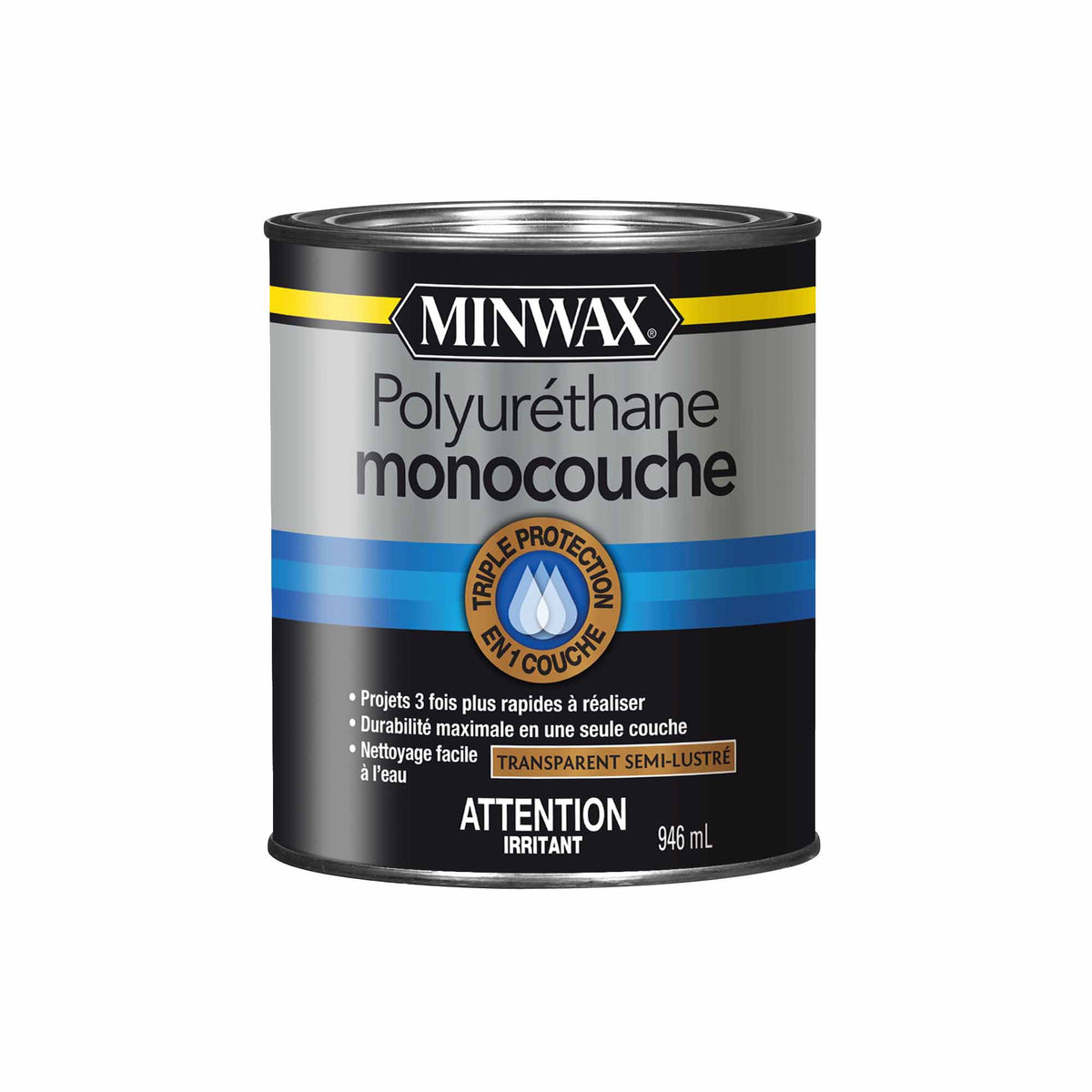 Minwax polyuréthane monocouche transparent semi-lustré, 946 ml