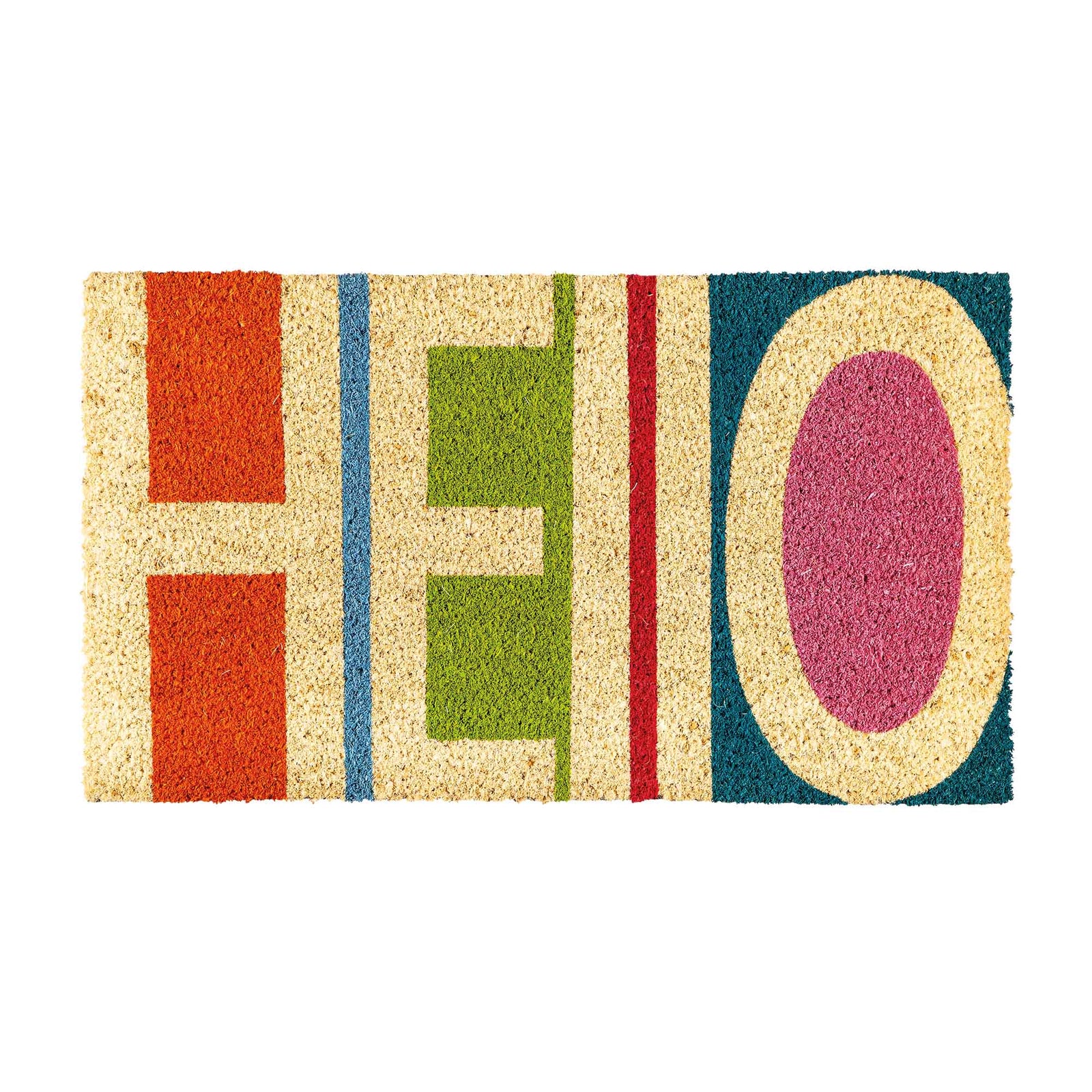 Tapis d'entrée en fibres naturelles avec inscription ''HELLO'', 28" x 0.56" x 16"