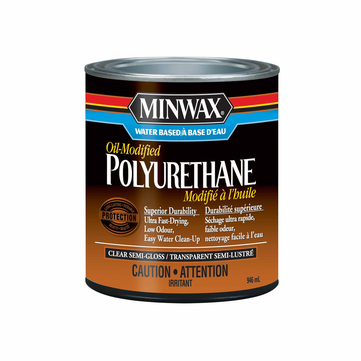 Minwax polyuréthane modifié à l&#39;huile à base d&#39;eau transparent semi-lustré, 946 ml