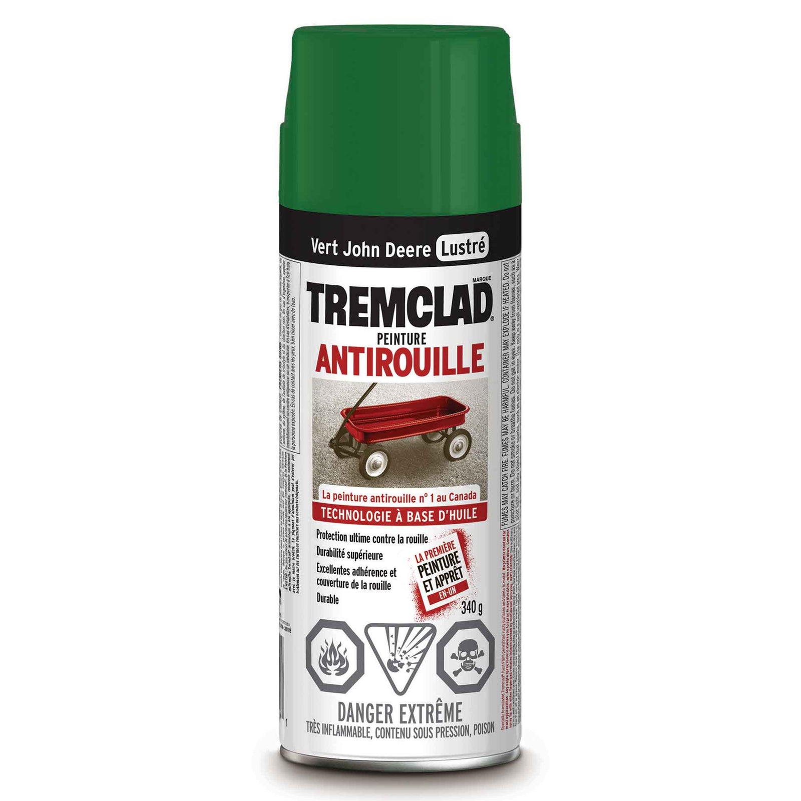 Peinture aérosol antirouille à base d'huile vert John Deere lustré, 340 g