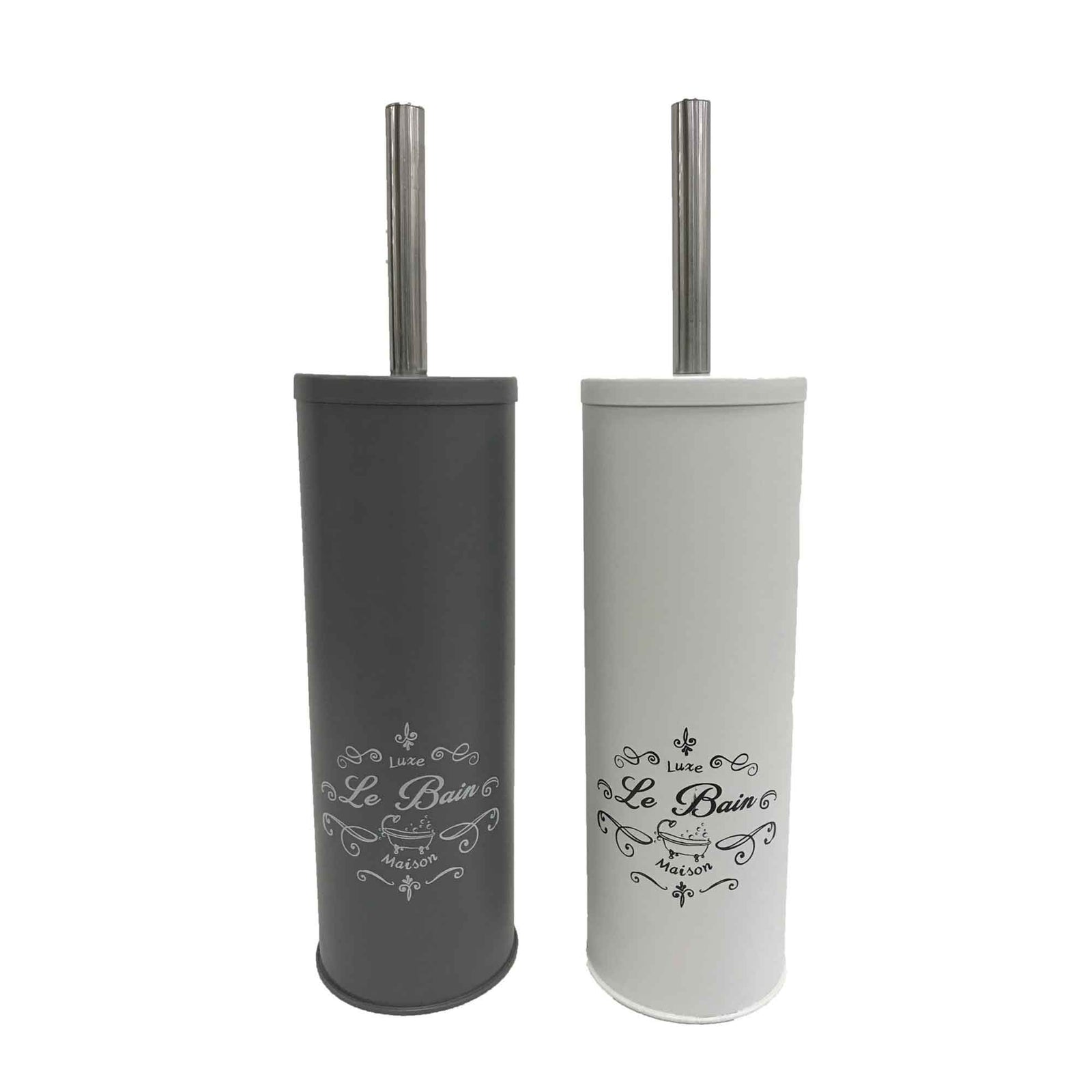 Brosse de toilettes avec base en métal et inscription "Le Bain", 2 choix de couleurs