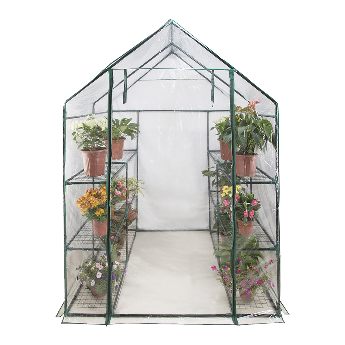 Serre de jardin à 6 niveaux avec entrée, 56,5'' x 56,5'' x 77''