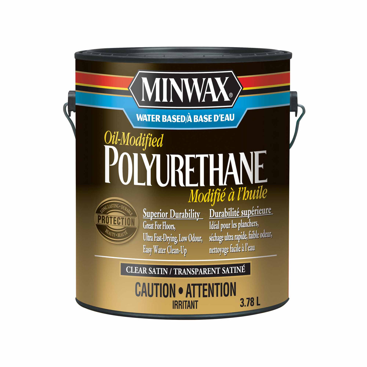 Minwax polyuréthane modifié à l&#39;huile à base d&#39;eau transparent satiné, 3,78 L