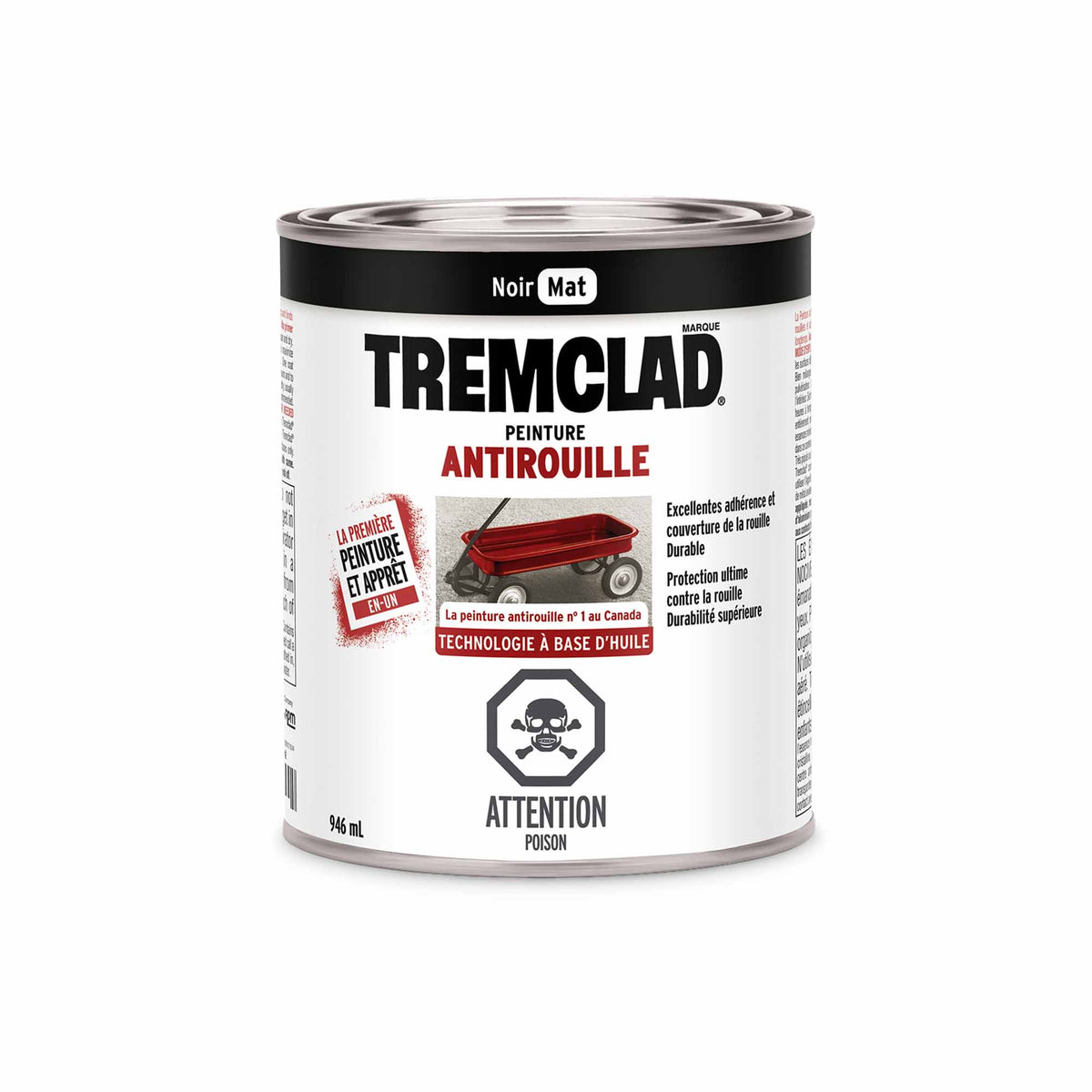 Tremclad peinture antirouille à base d&#39;huile noir mat, 946 ml