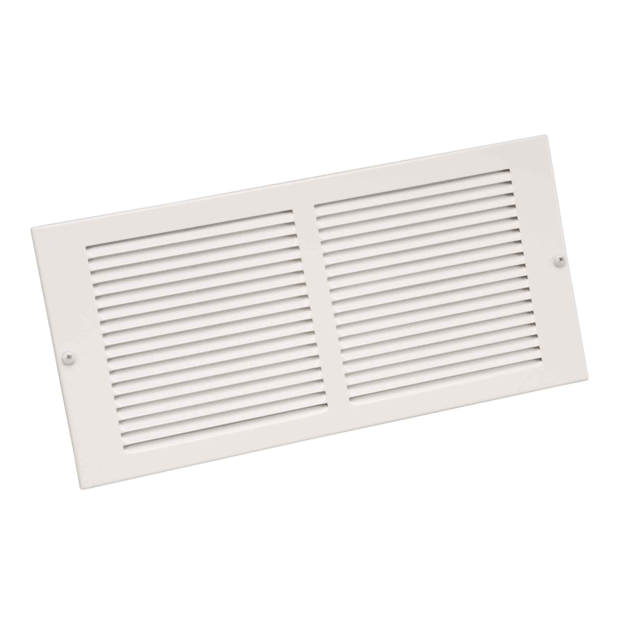 Grille d'aération murale en acier peint en blanc, 14" x 8"