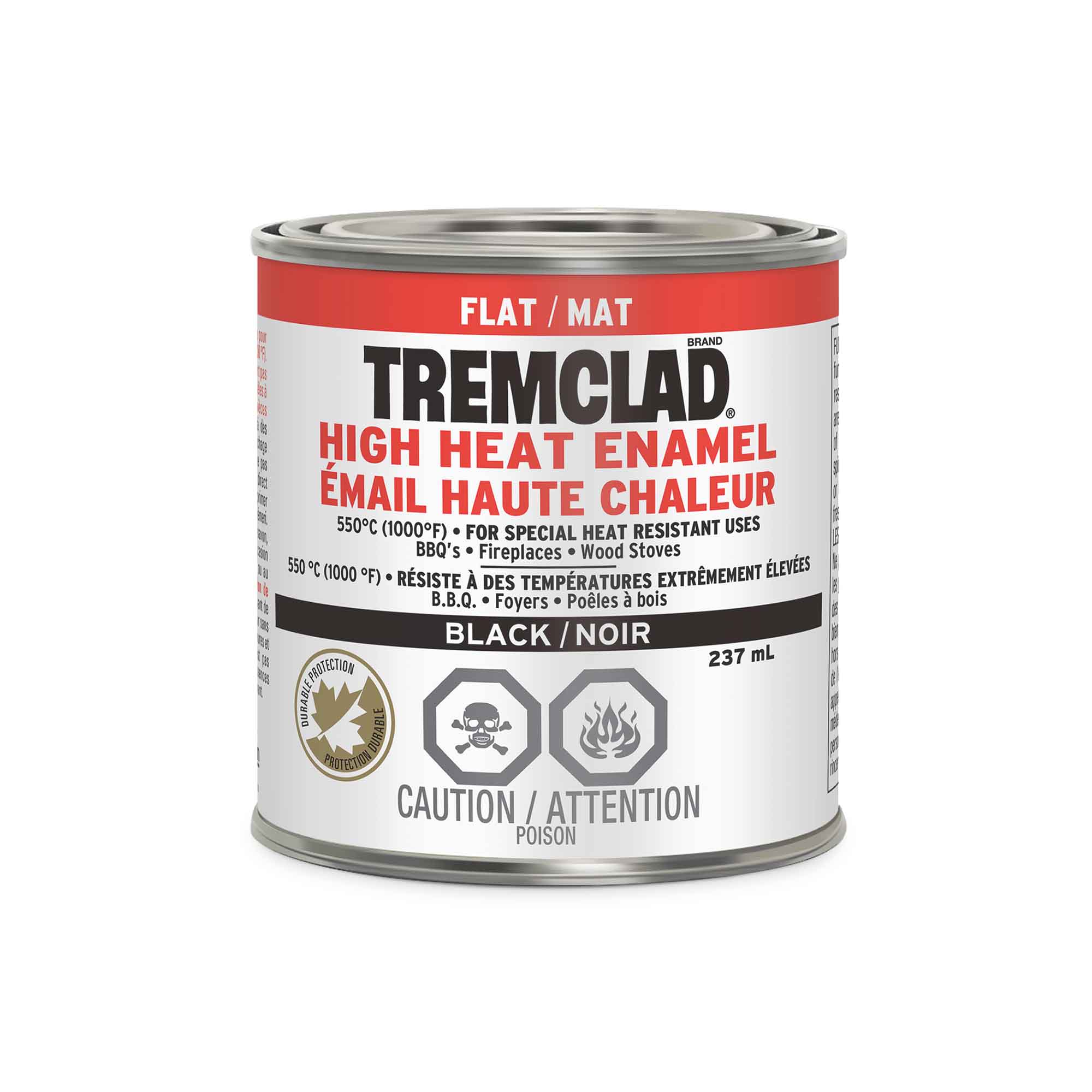 Émail haute chaleur noir mat, 237 ml