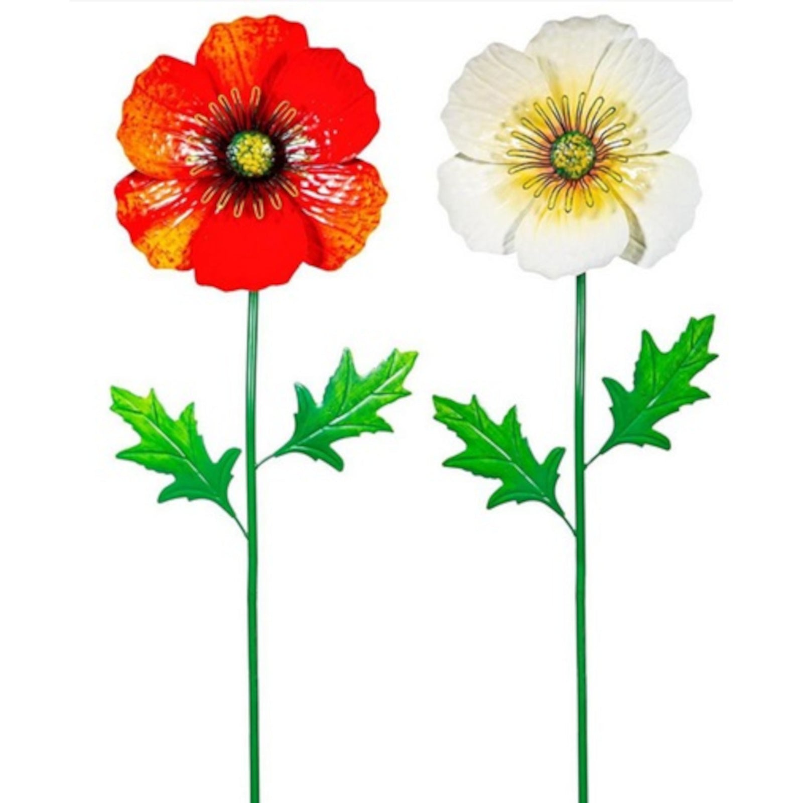 Piquet de jardin What She Shed, coquelicots en métal, 109 cm