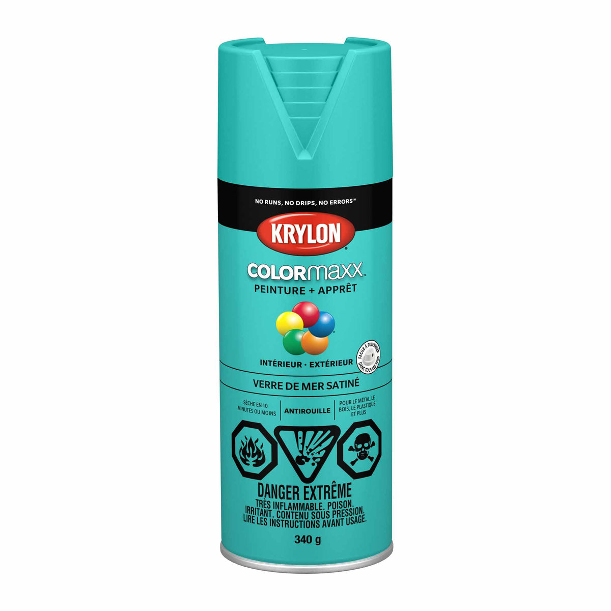 Krylon aérosol COLORMAXX peinture + apprêt verre de mer satiné, 340 g