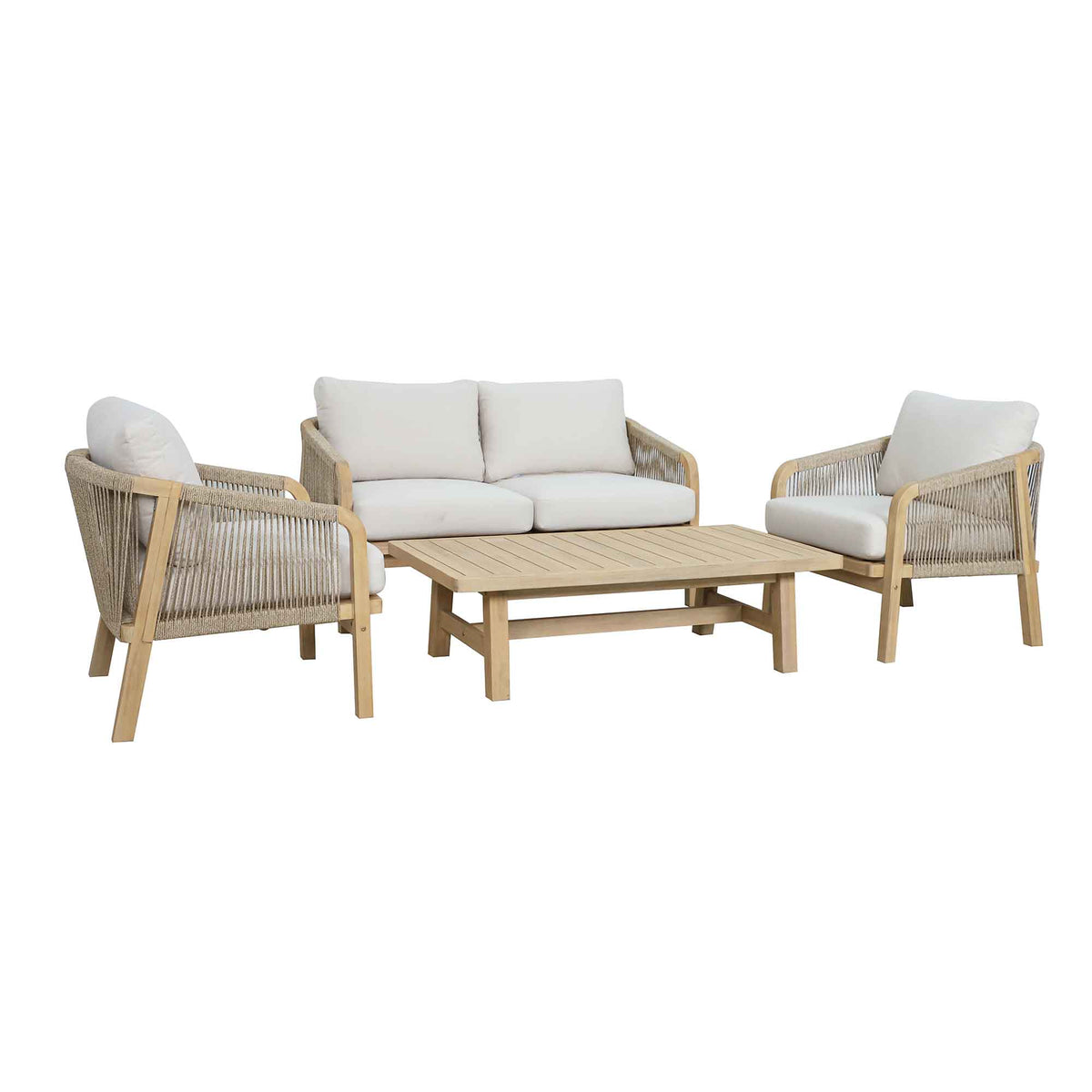 Ensemble de conversation en acacia Ravona, 4 morceaux