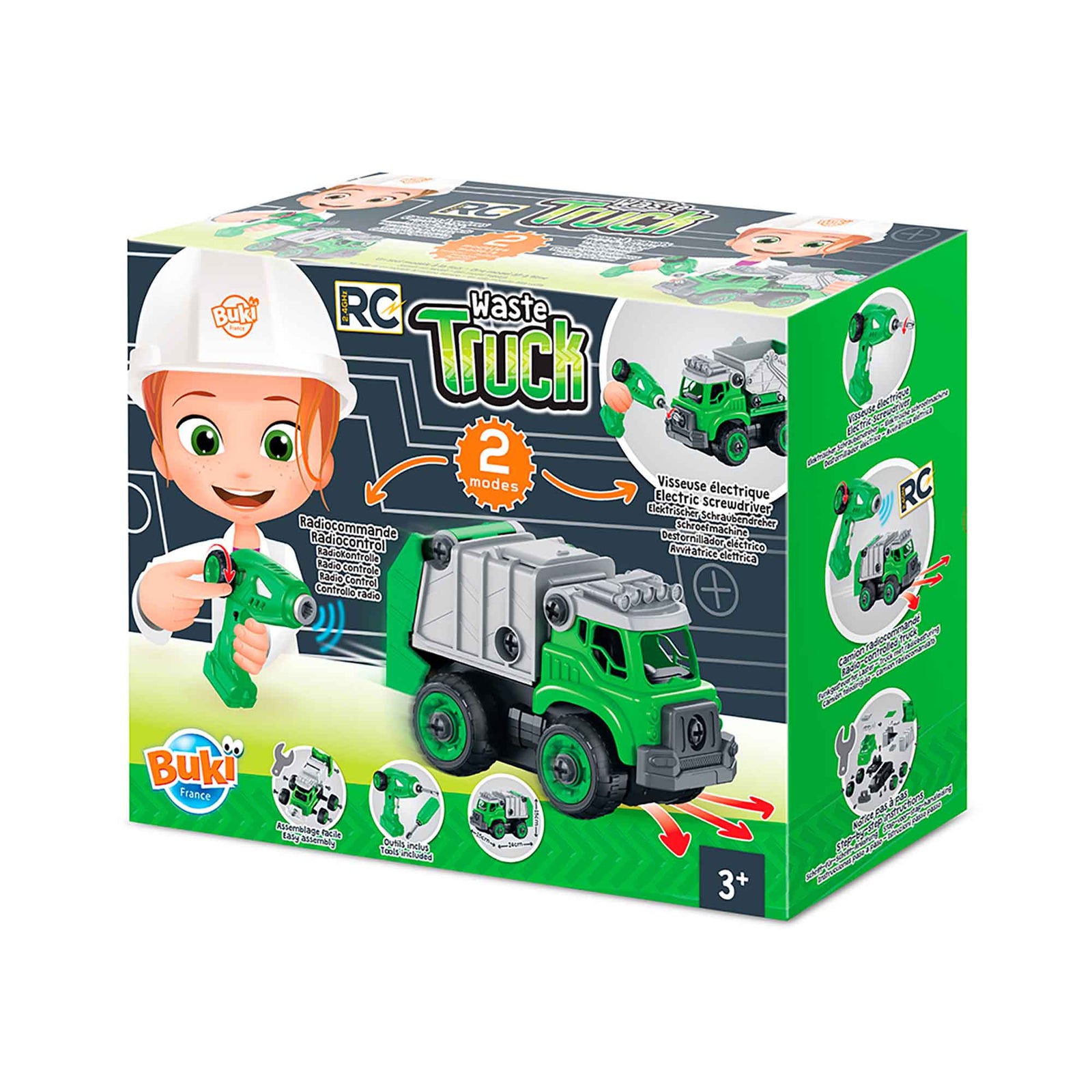 Camion à ordures téléguidées 2-en-1 avec visseuse