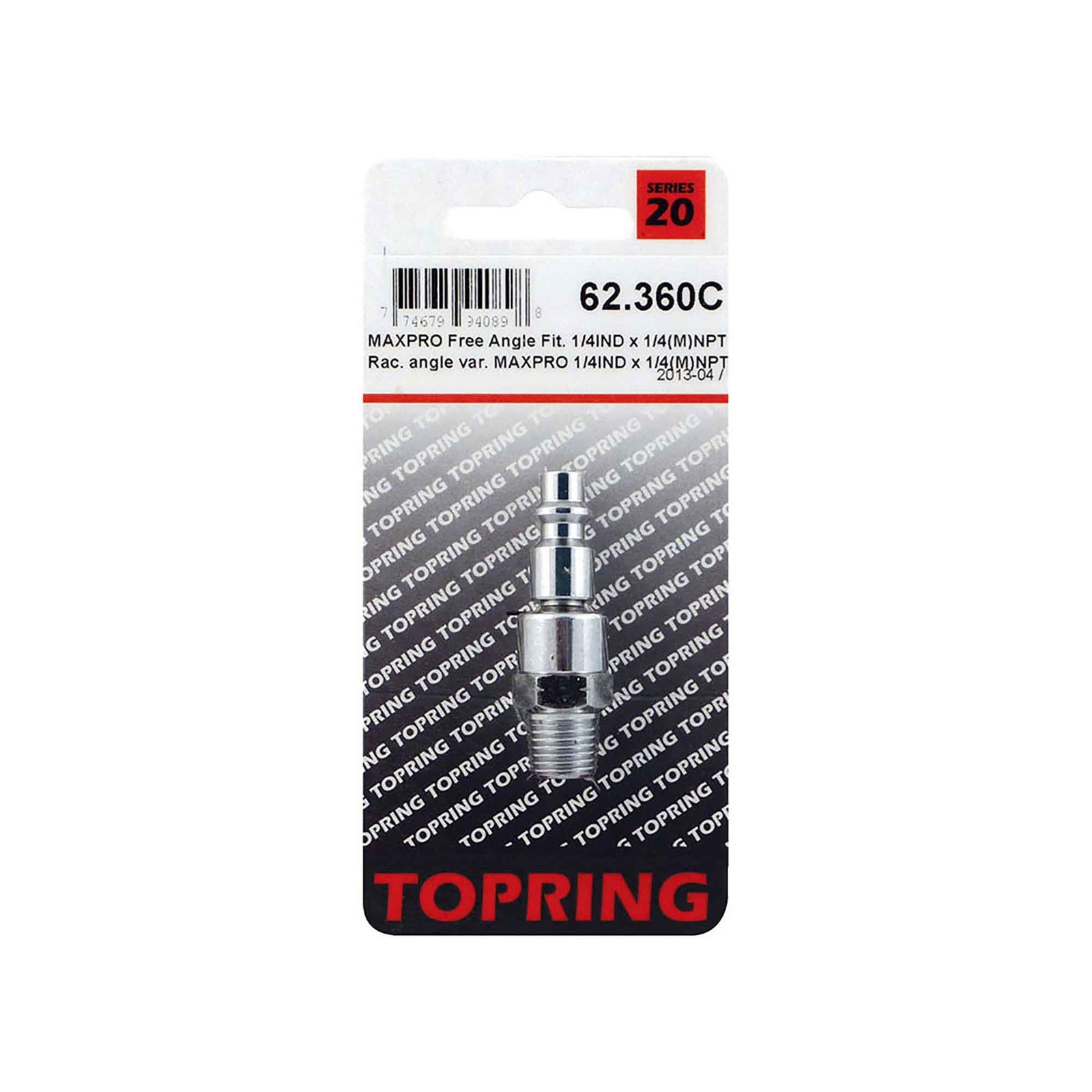 Embout pivotant de 1/4 industriel en acier, 1/4 (M) NPT