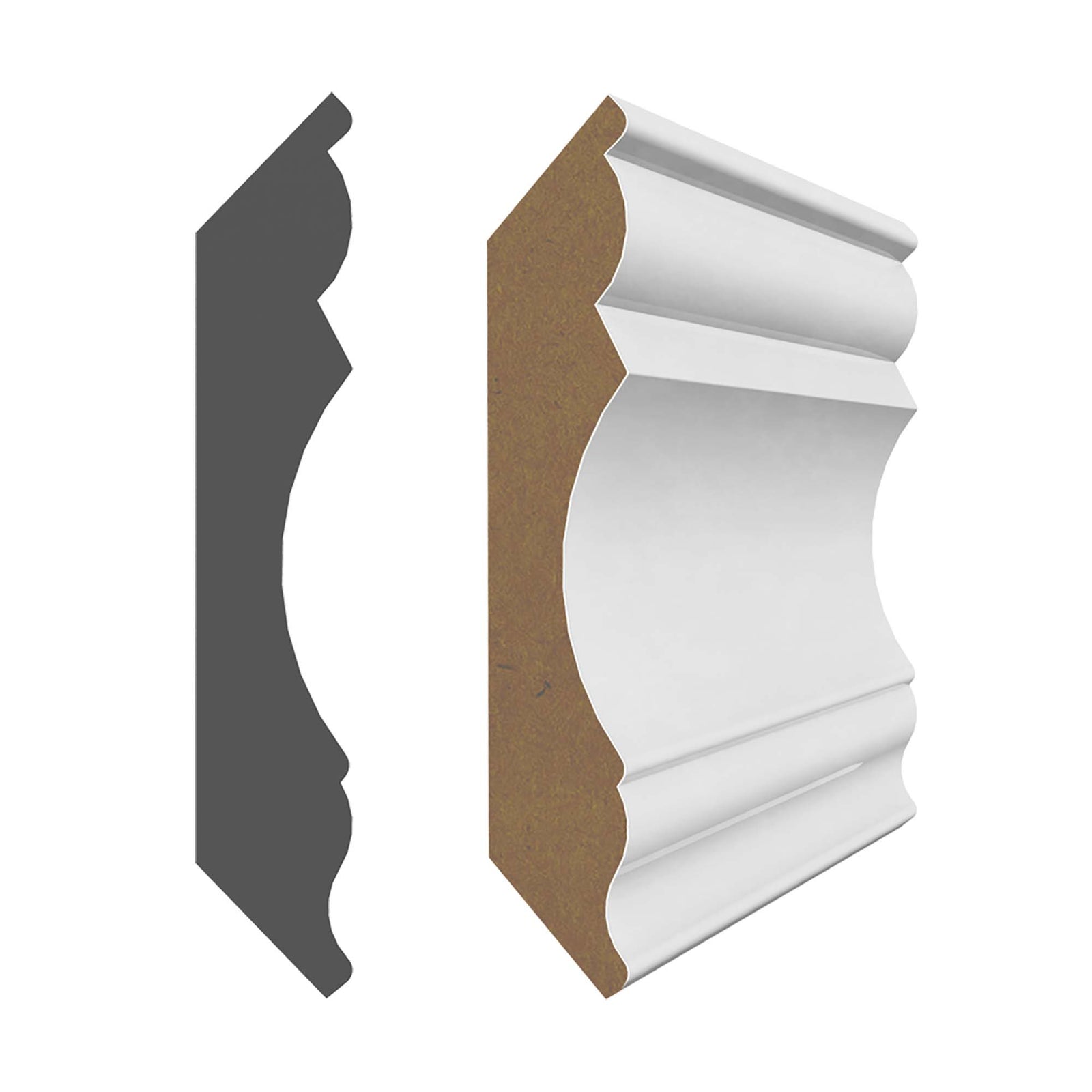 O'gee en MDF avec apprêt blanc  5/8'' x 3-5/16'' x 8'