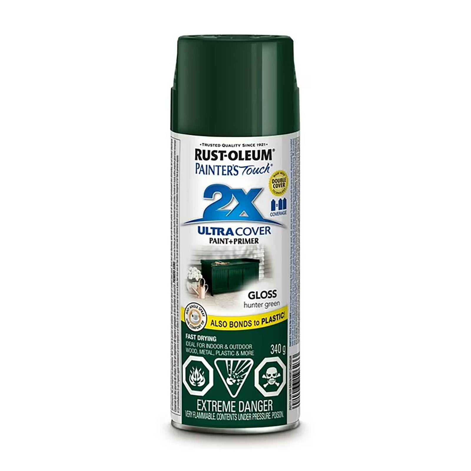 Peinture en aérosol à pouvoir couvrant élevé Painter’s Touch vert chasseur lustré, 340 g