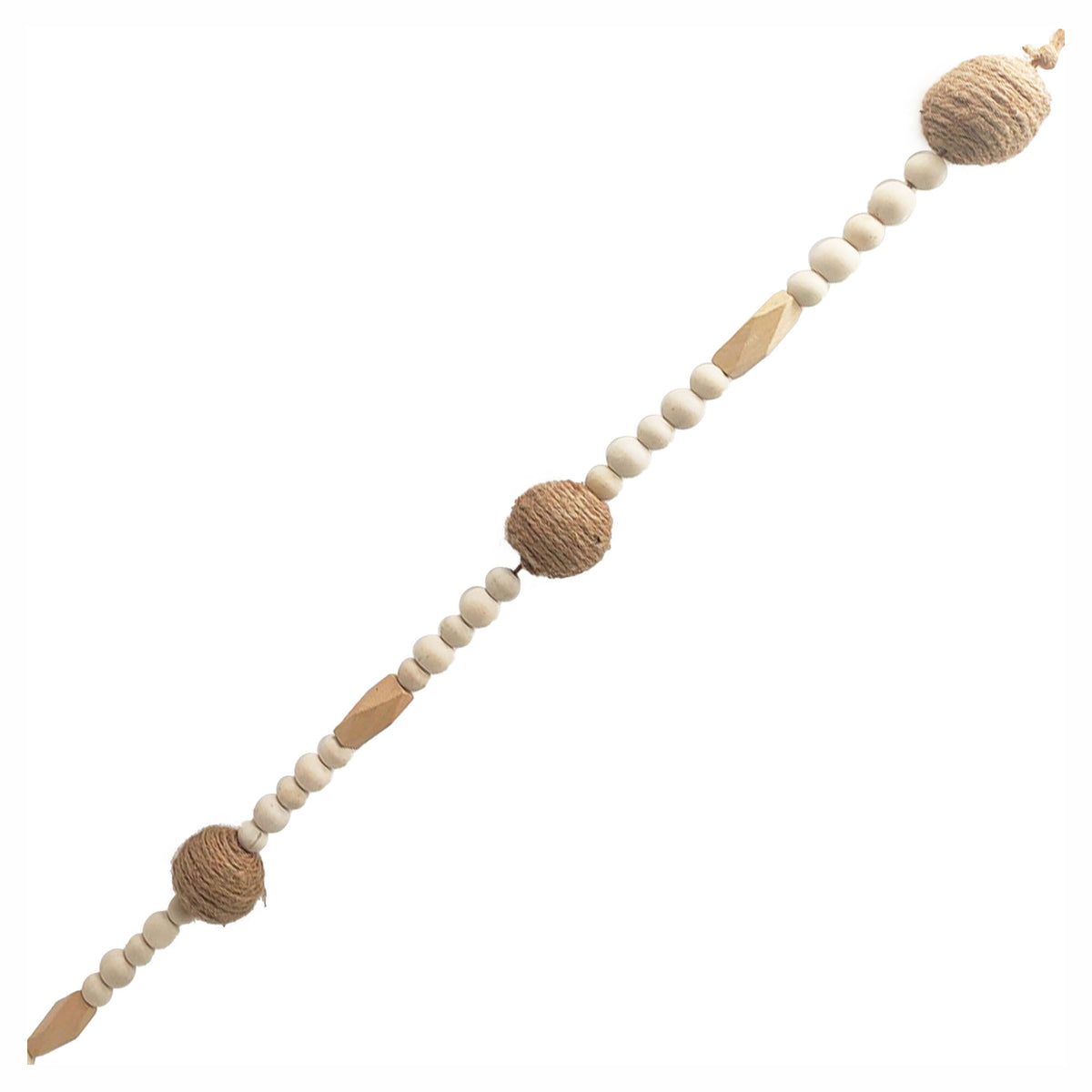 Guirlande de perles en bois avec boules de jute, 72"