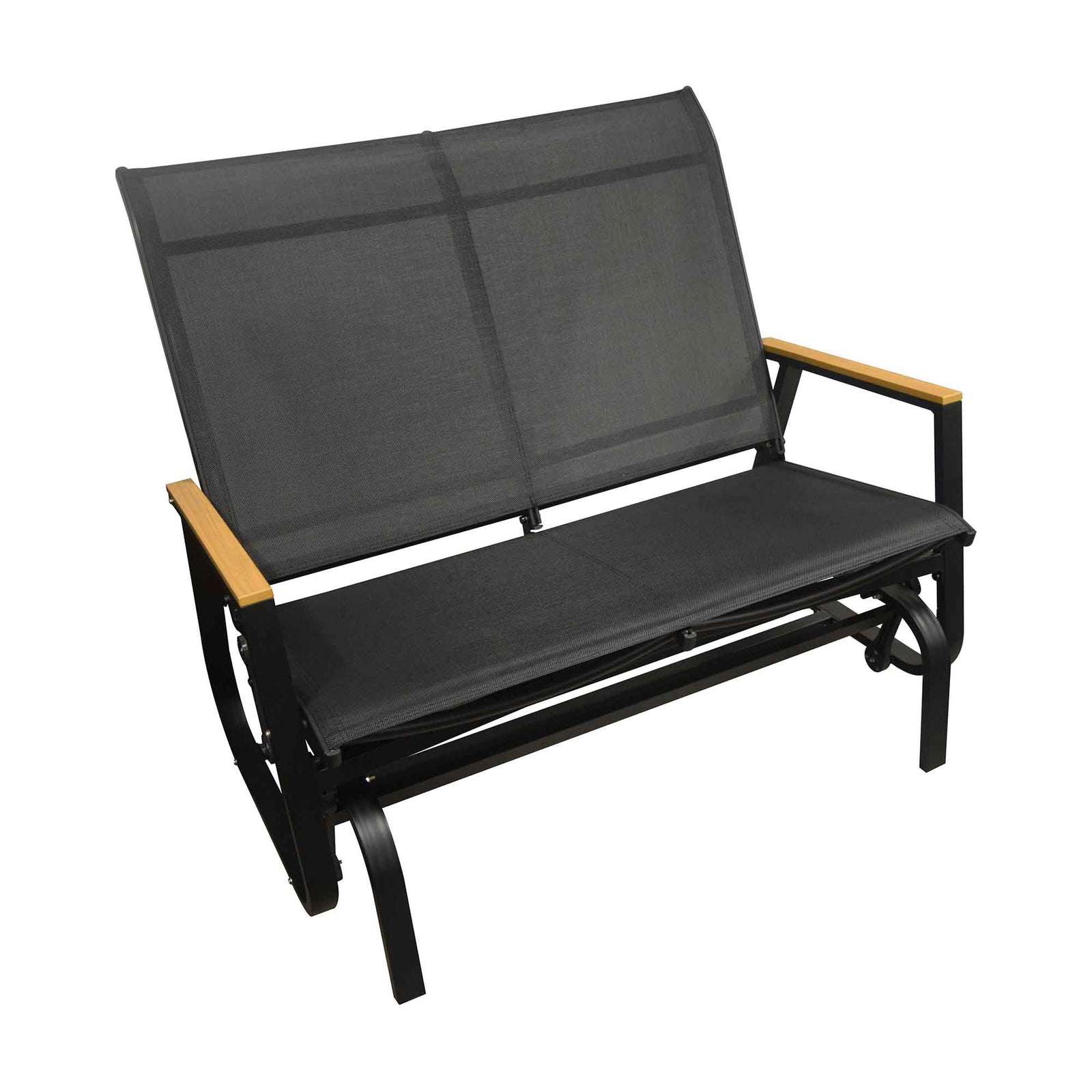 Chaise berçante avec bras en bois Vince, 2 places  