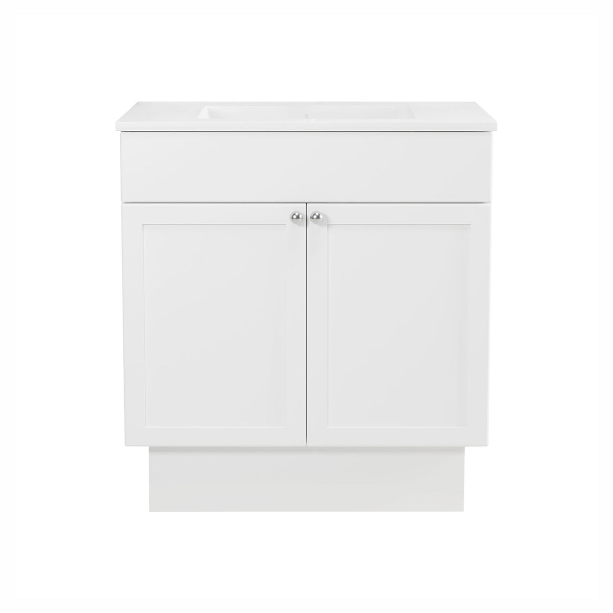 Vanité de salle de bain à 2 portes avec lavabo blanc satiné, 24"