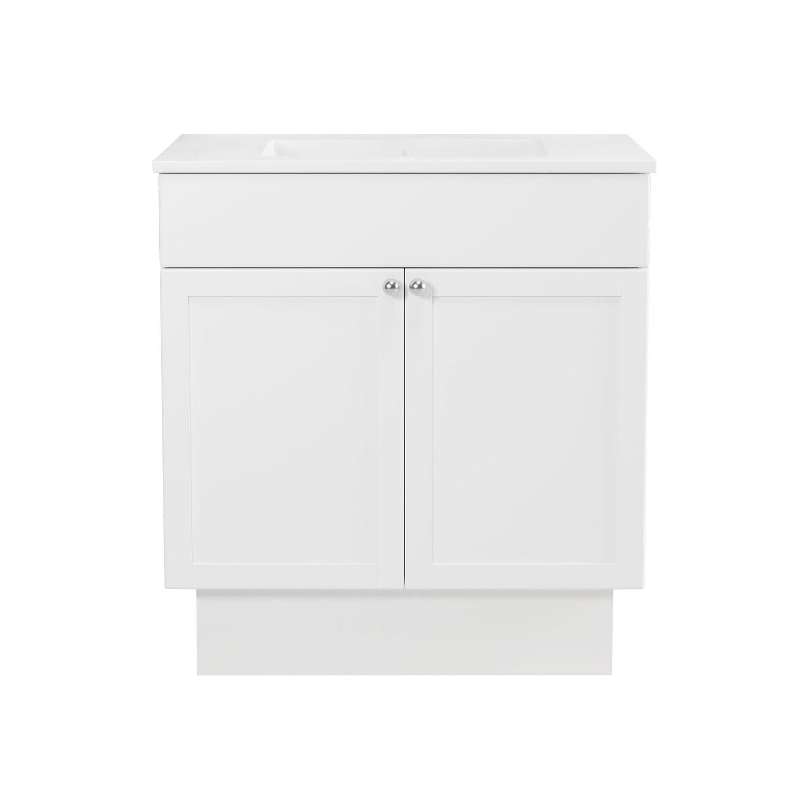 Vanité de salle de bain à 2 portes avec lavabo blanc satiné, 24"