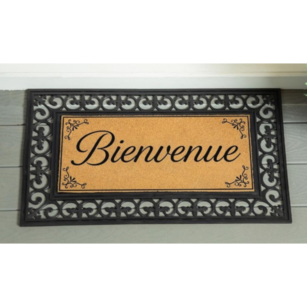 Canada Strong Bienvenue Flocked Coir Sassafras Switch Mat, Filigree, 22"x10"