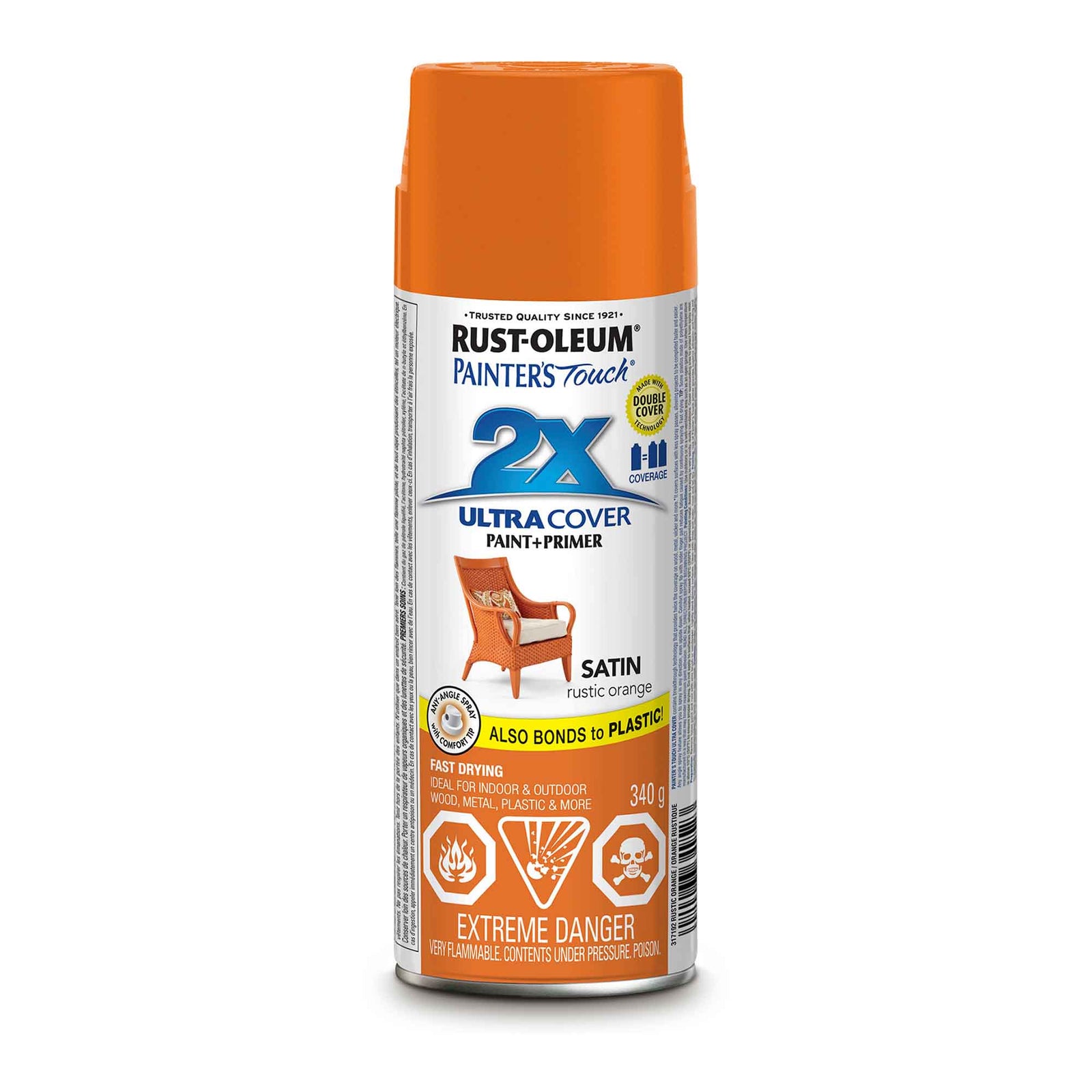 Peinture en aérosol à pouvoir couvrant élève Painter’s Touch orange rustique satiné, 340 g