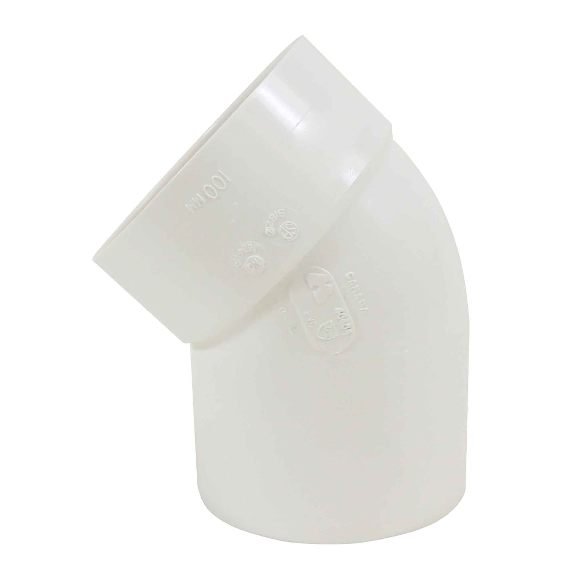 Coude de 45˚ PVC-BDS «mâle x femelle», 3"