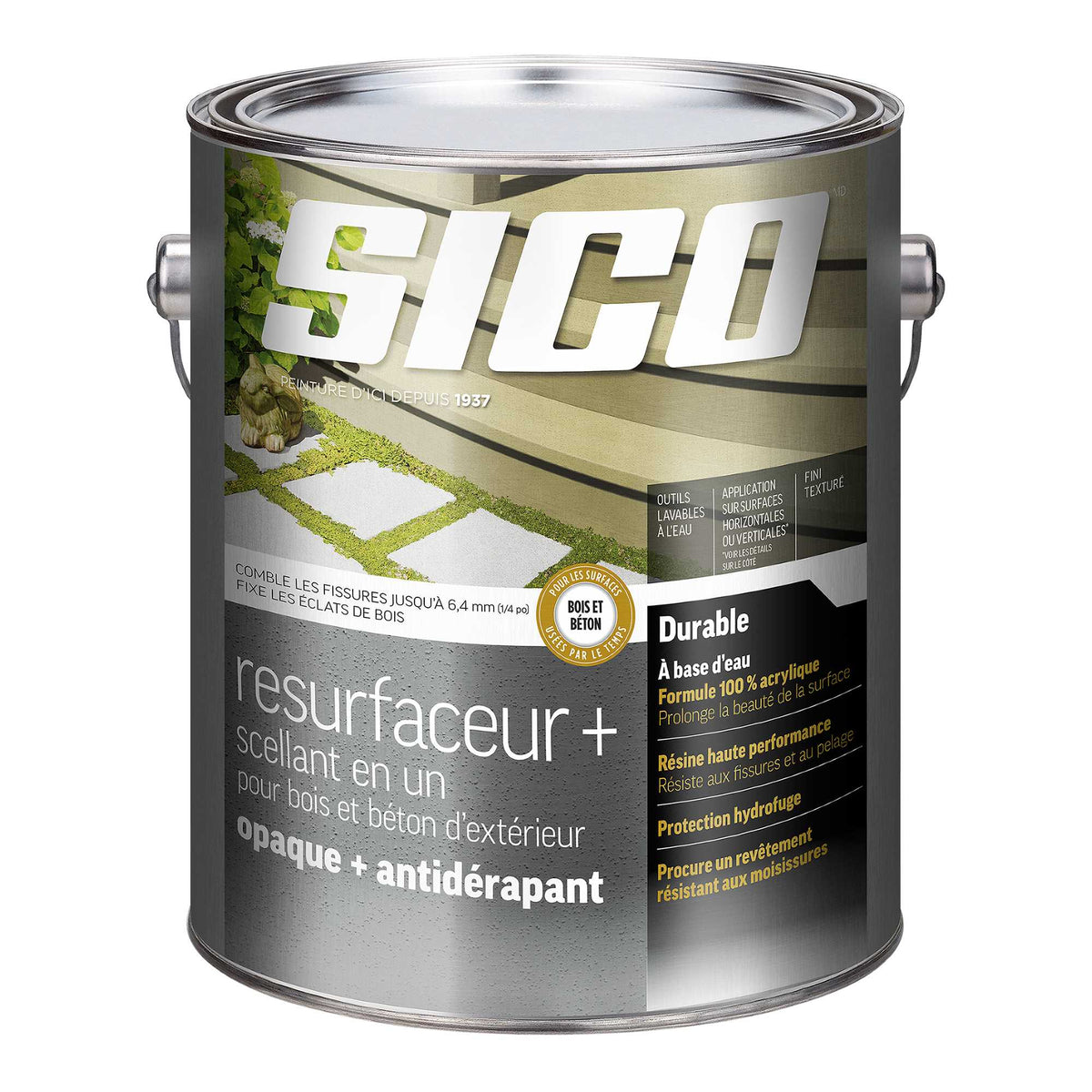 Resurfaceur + scellant en un au fini texturé pour bois et béton d'extérieur 3,78 l