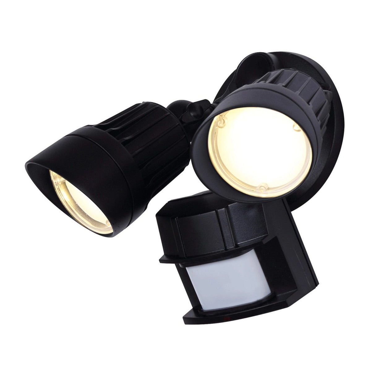 Luminaire de sécurité d'extérieur DEL à double tête et au style industriel, noir