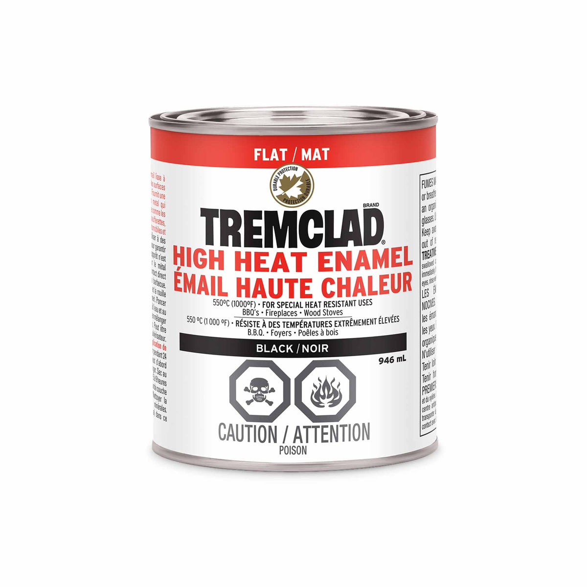 Émail haute chaleur en aérosol noir mat, 946 ml