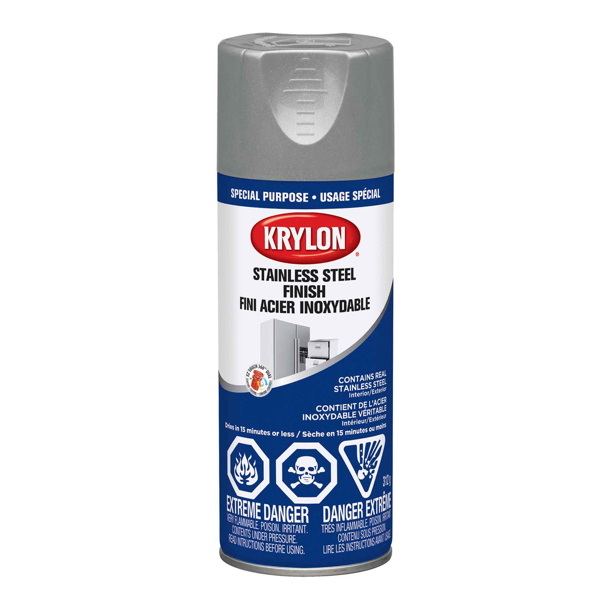 Krylon aérosol fini acier inoxydable, 312 g