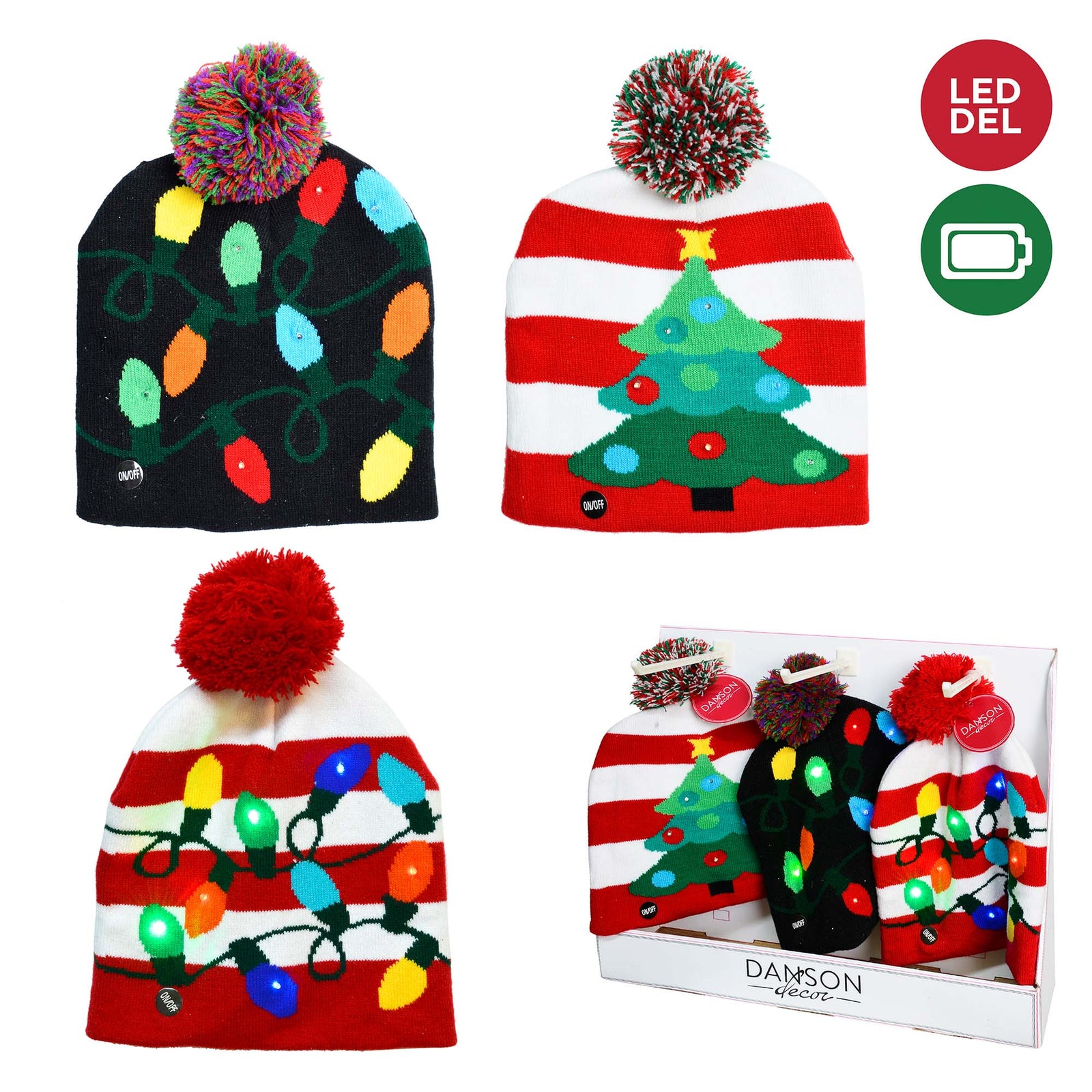 Chapeau en tissu avec pompon, choix de 3 modèles