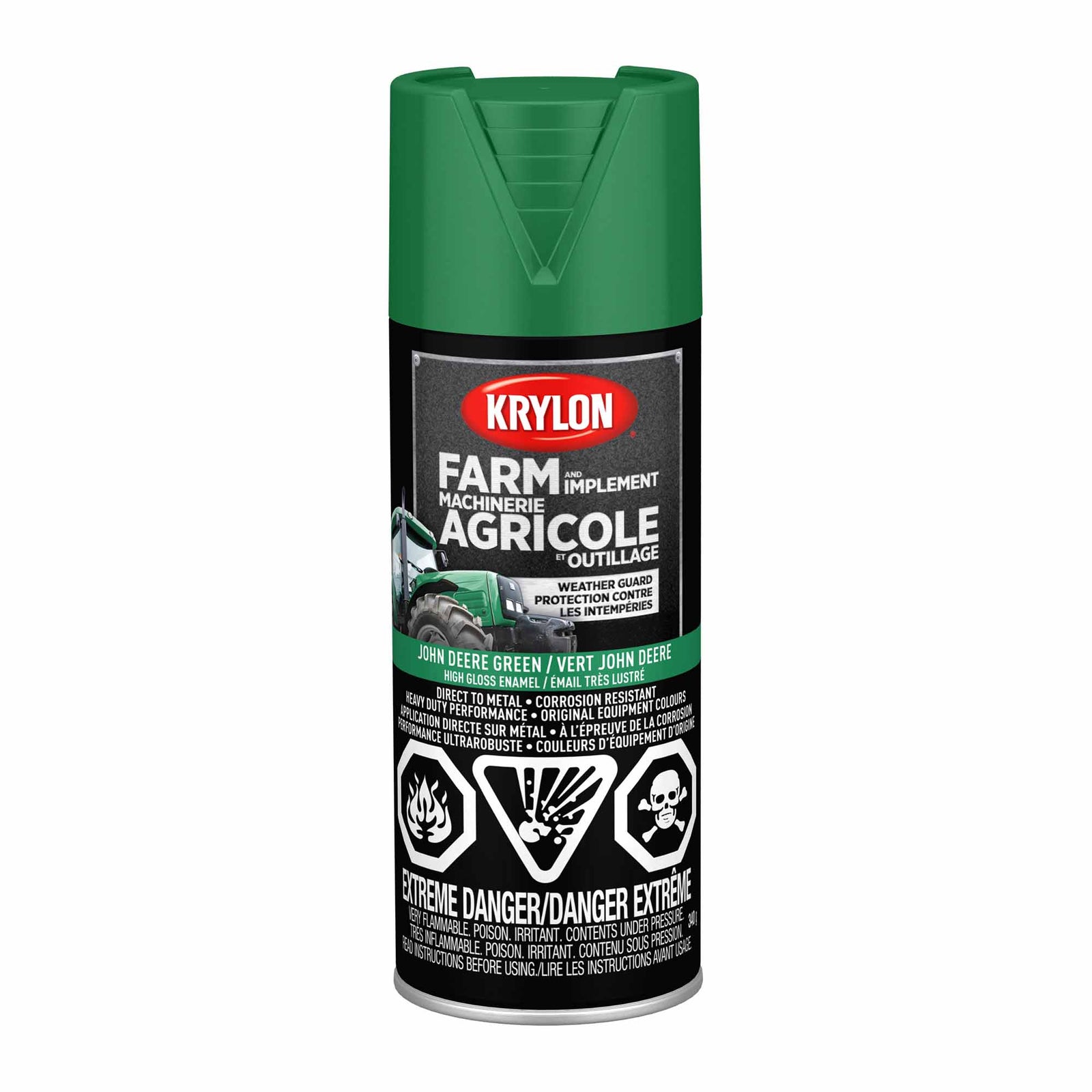Krylon AGRICOLE  et OUTILLAGE aérosol émail très lustré vert John Deere, 340 G