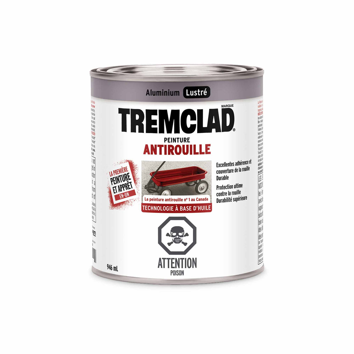 Tremclad peinture antirouille à base d&#39;huile aluminium lustré, 946 ml